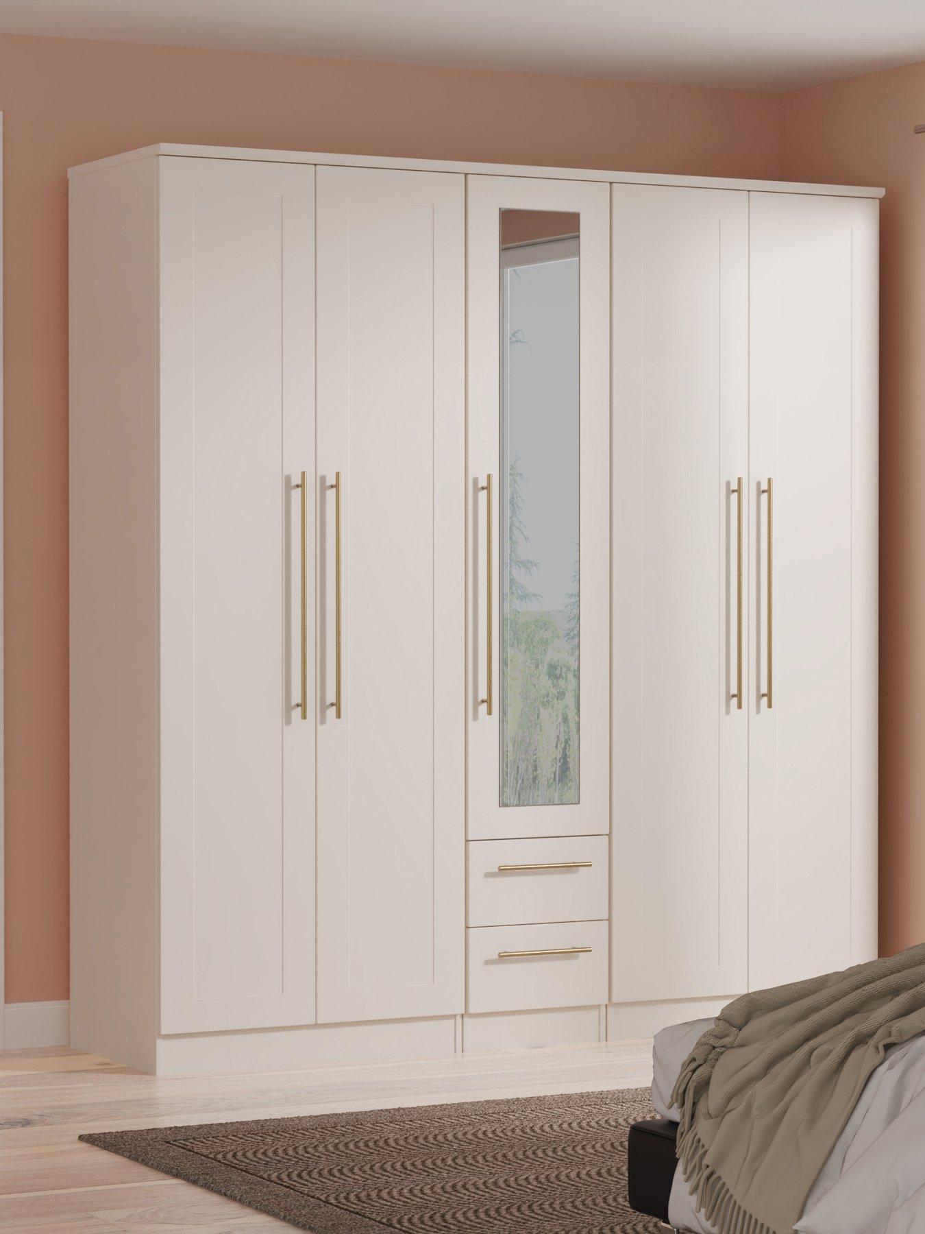 SWIFT Charlotte 5 Door 2 Drawer Wardrobe With Mirror Ready Assembled