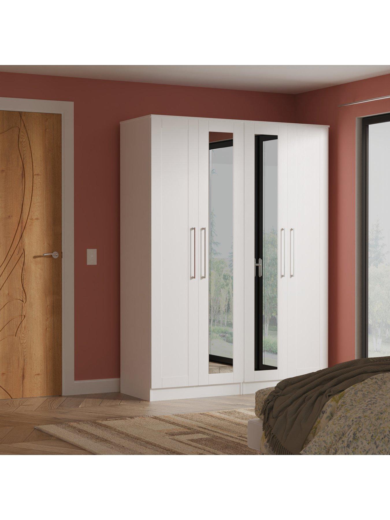 SWIFT Tabitha 4 Door Wardrobe With Mirror Ready Assembled Ready Assembled