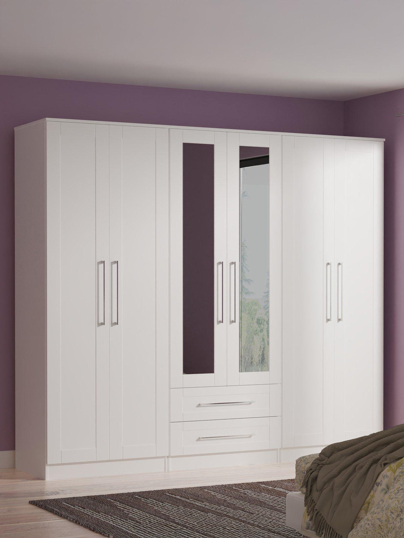 SWIFT Tabitha 6 Door 2 Drawer Wardrobe With Mirror Ready Assembled Ready Assembled