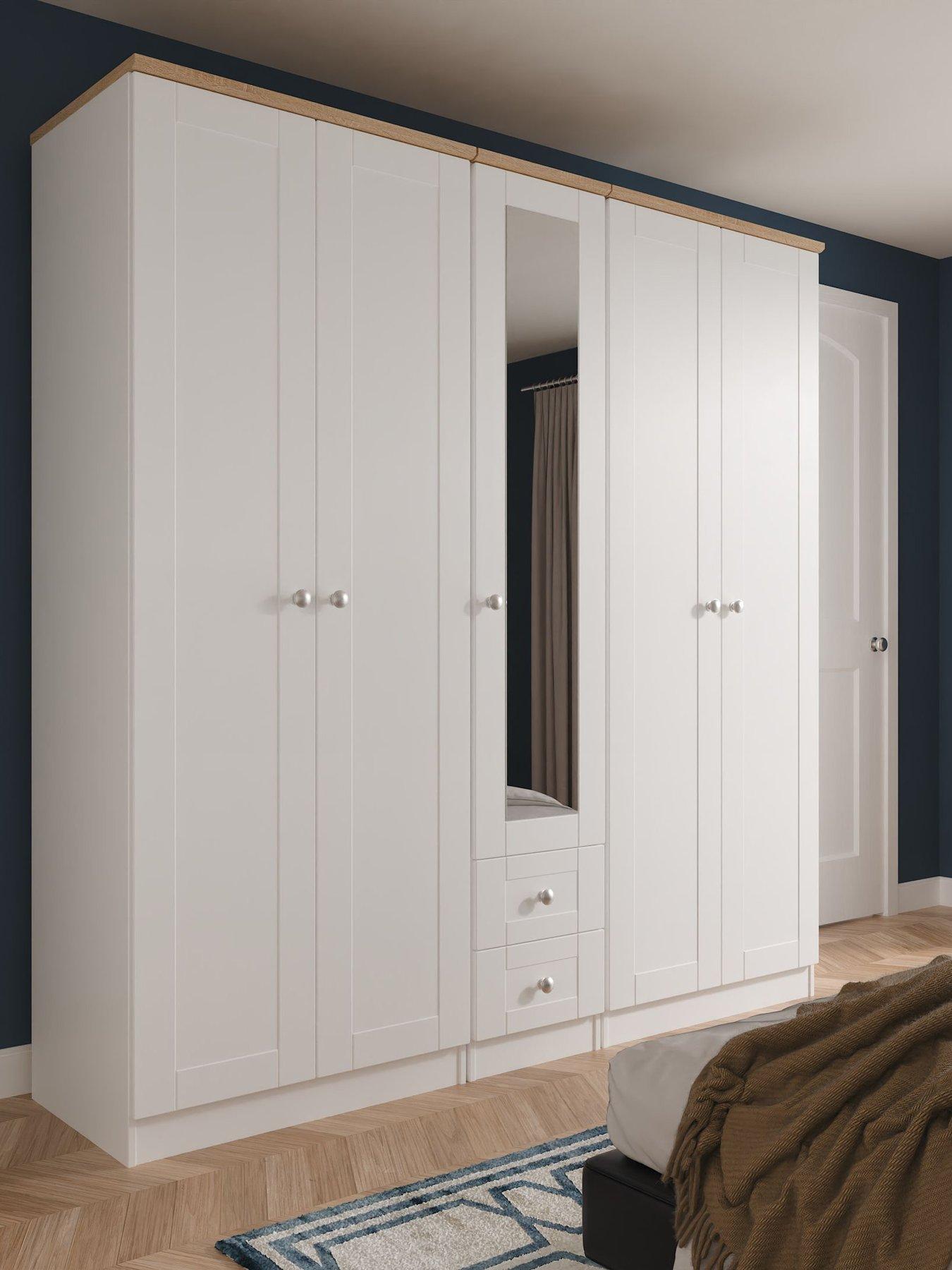 Image 1 of 7 of SWIFT Sydney 5 Door 1 Drawer Mirrored Wardrobe Ready Assembled