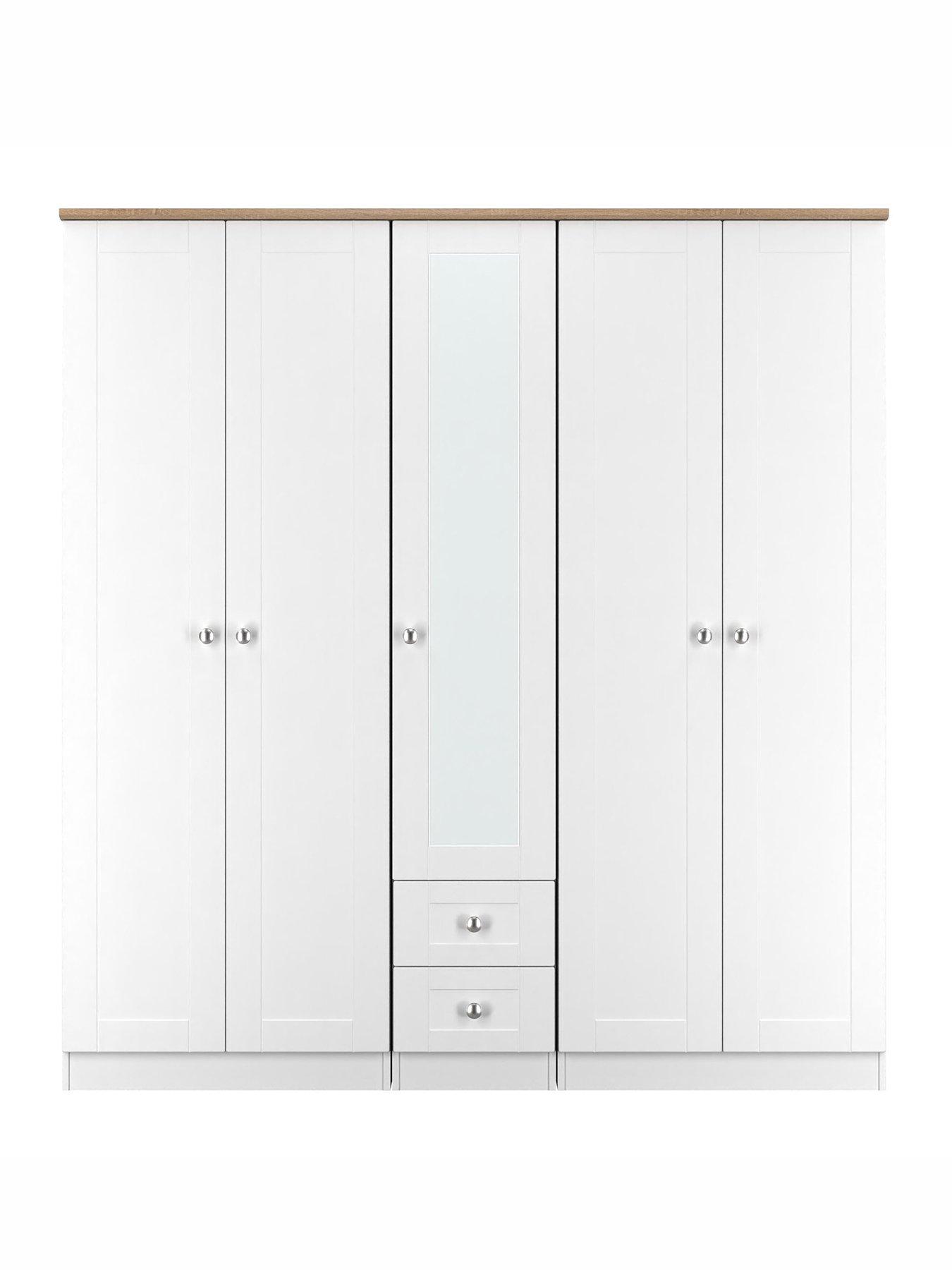Image 2 of 7 of SWIFT Sydney 5 Door 1 Drawer Mirrored Wardrobe Ready Assembled
