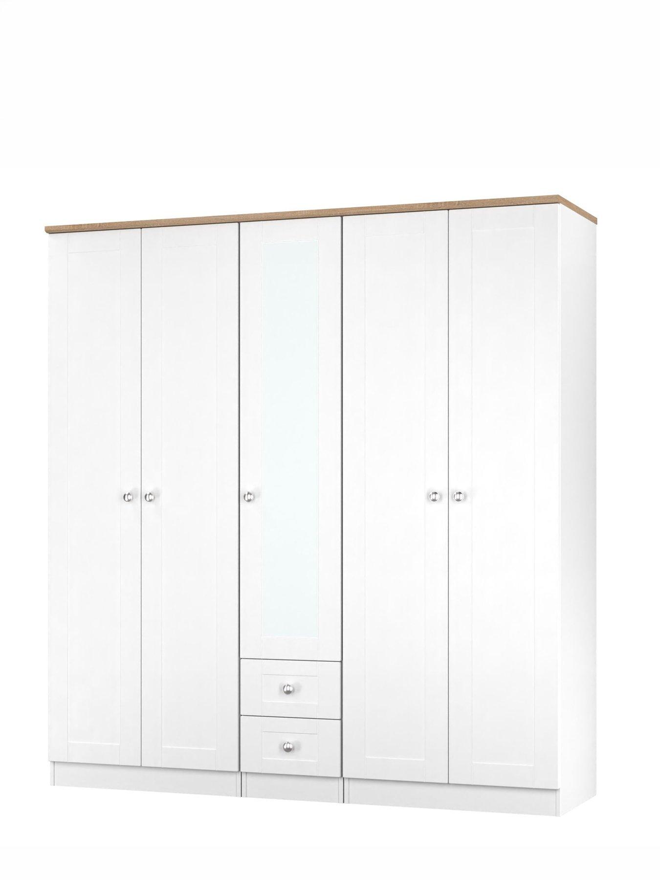 Image 3 of 7 of SWIFT Sydney 5 Door 1 Drawer Mirrored Wardrobe Ready Assembled
