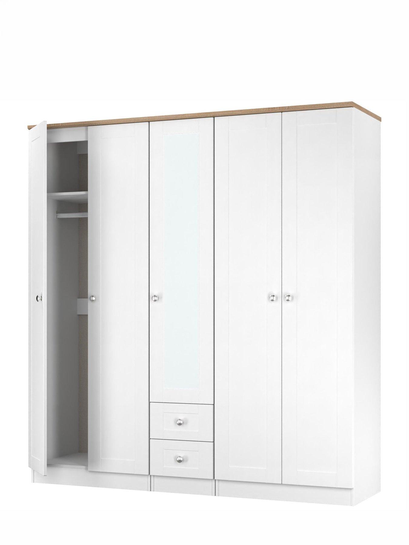 Image 4 of 7 of SWIFT Sydney 5 Door 1 Drawer Mirrored Wardrobe Ready Assembled