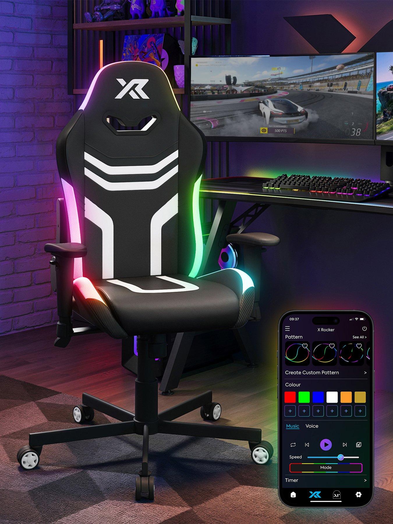 X Rocker Agility Compact RGB Office Gaming Chair with App Control LED- Black