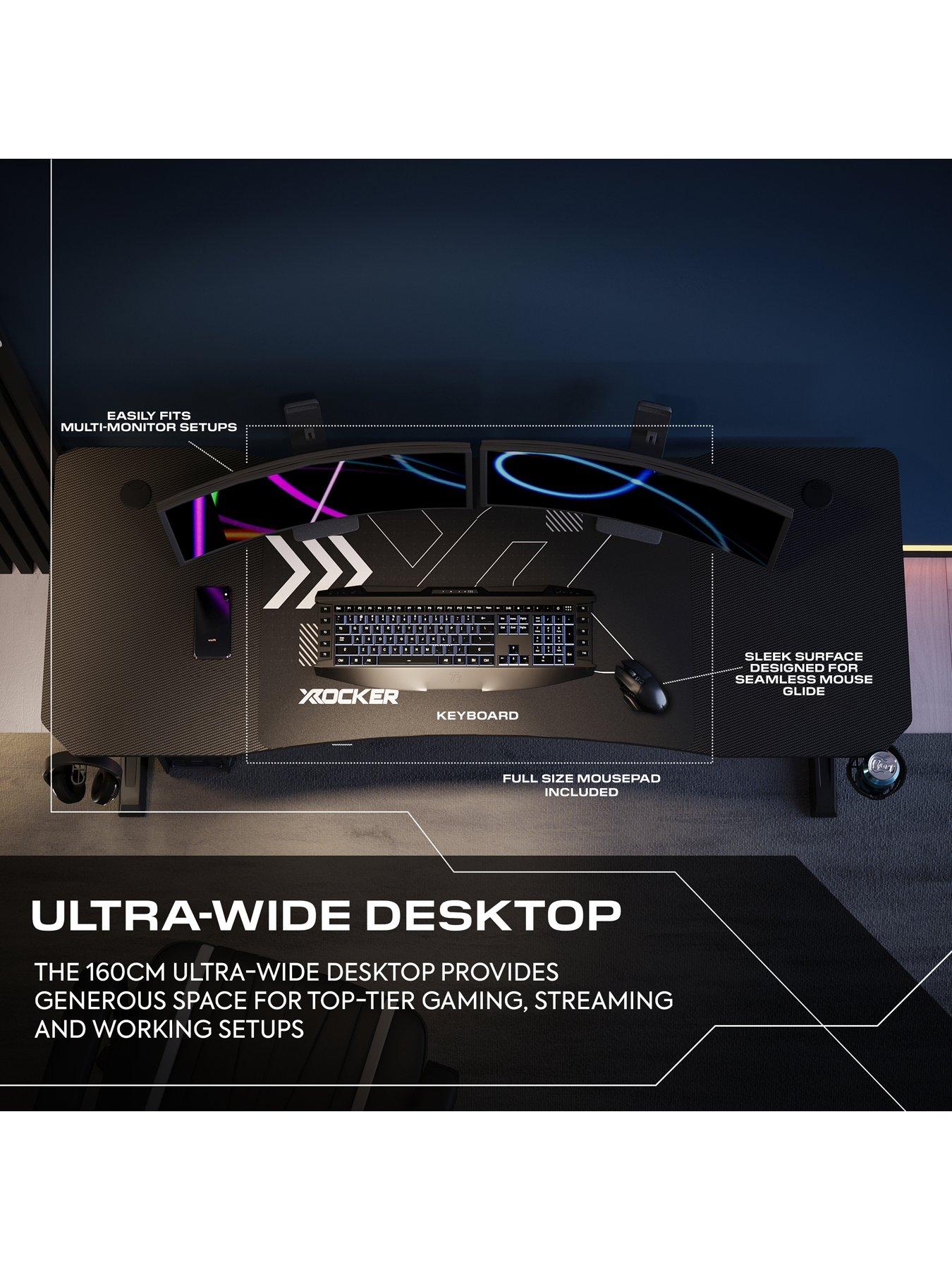 X Rocker Cougar XL 160cm Height Adjustable Gaming Desk with Mousepad | Very