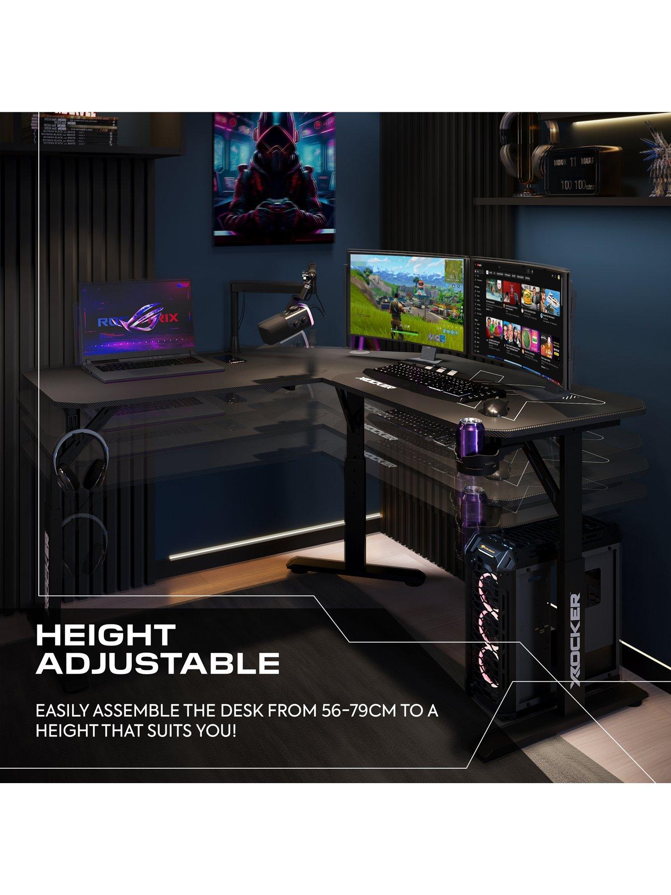 Image 3 of 7 of X Rocker Cougar Corner Height Adjustable Gaming Desk with Mousepad