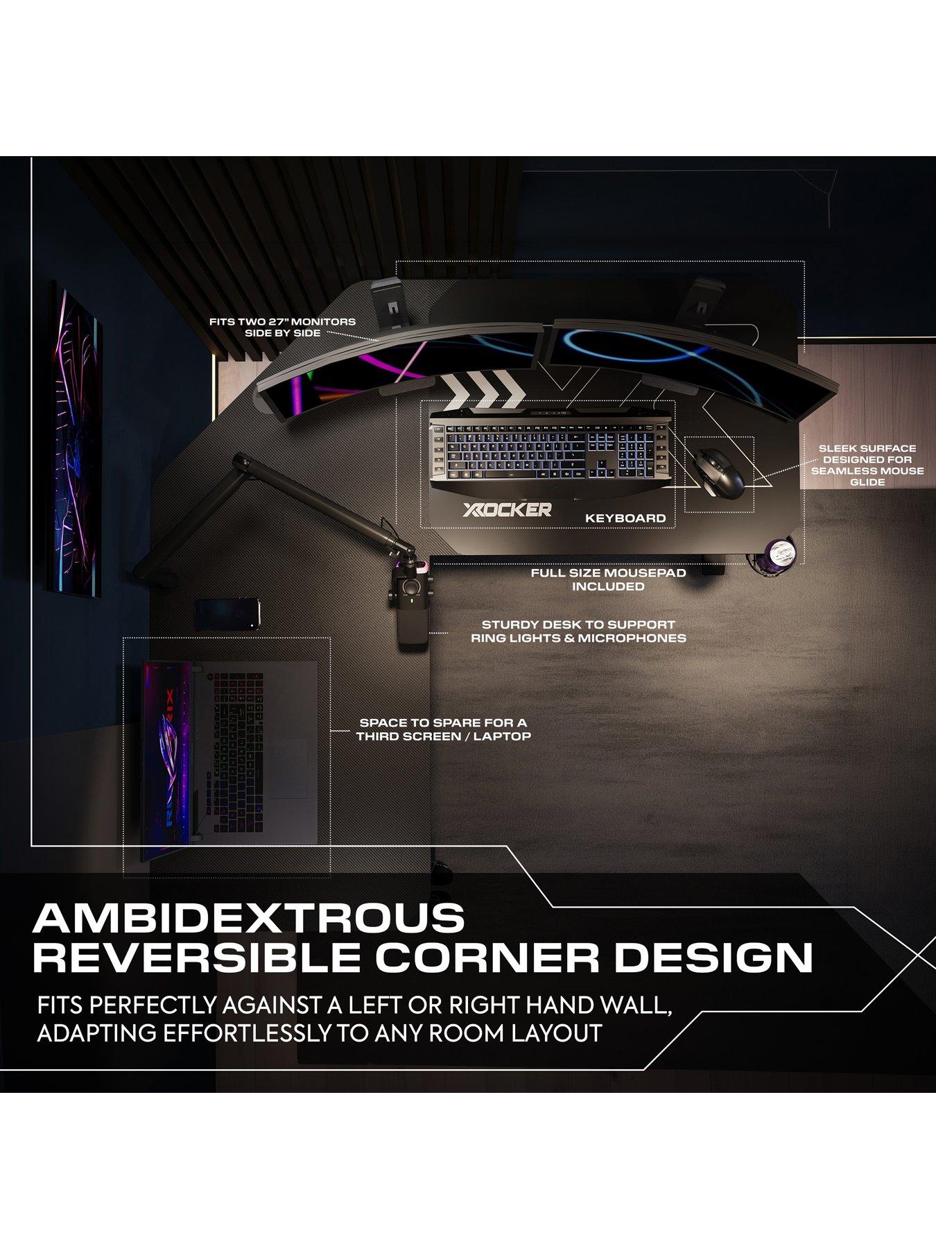 Image 5 of 7 of X Rocker Cougar Corner Height Adjustable Gaming Desk with Mousepad