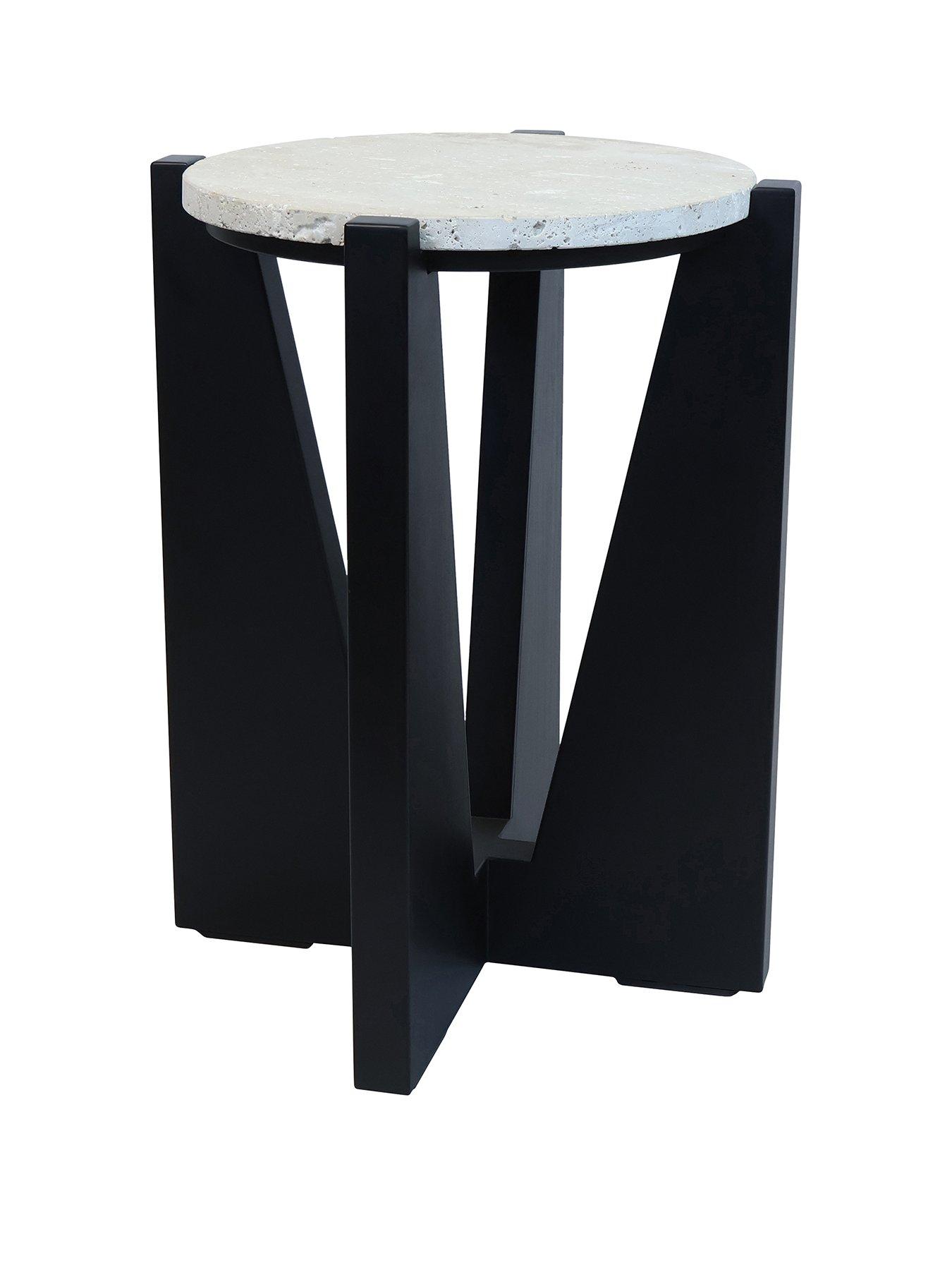 Image 2 of 7 of Premier Housewares Winton Travertine Round&nbsp;Side Table