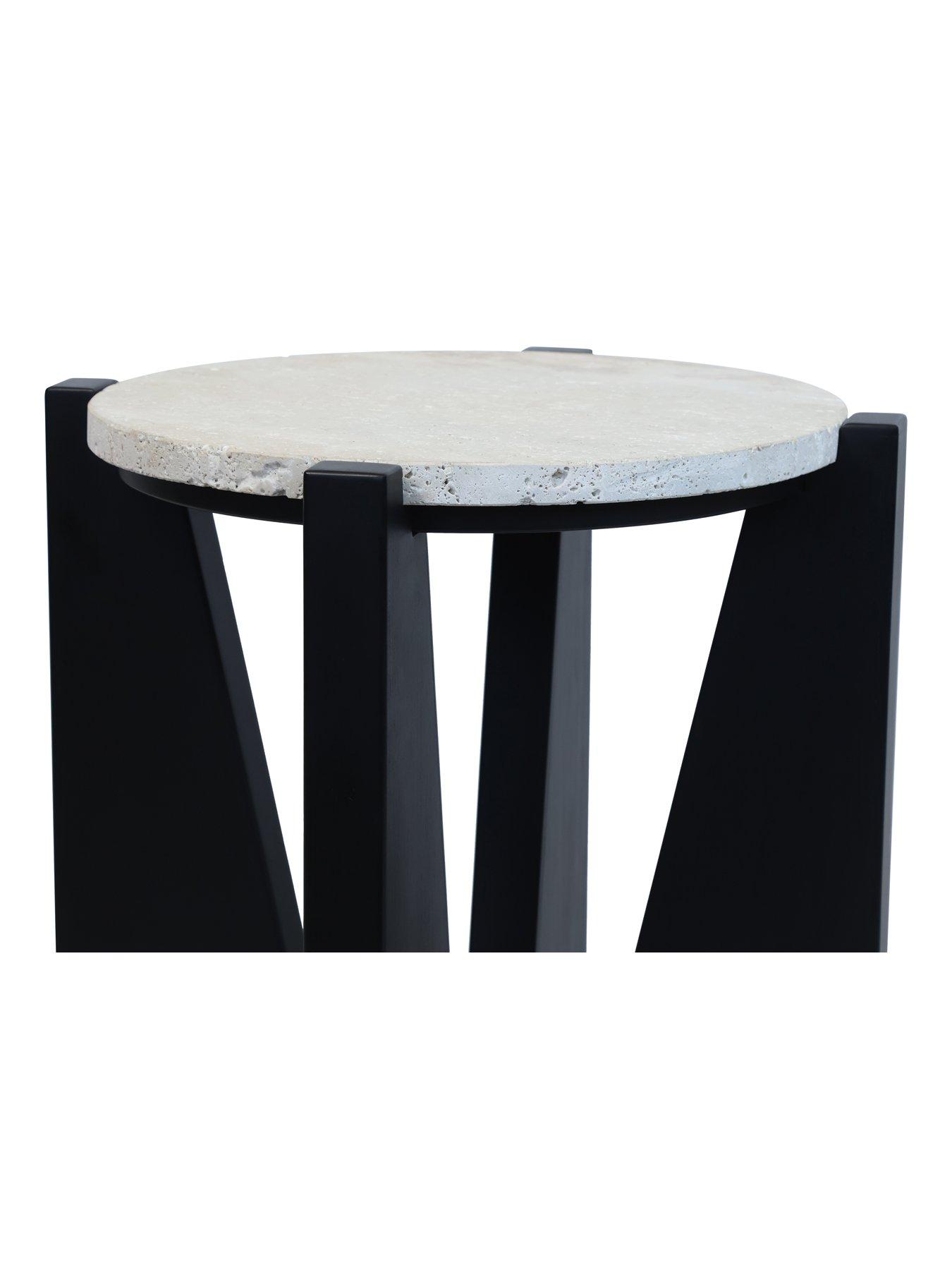Image 4 of 7 of Premier Housewares Winton Travertine Round&nbsp;Side Table