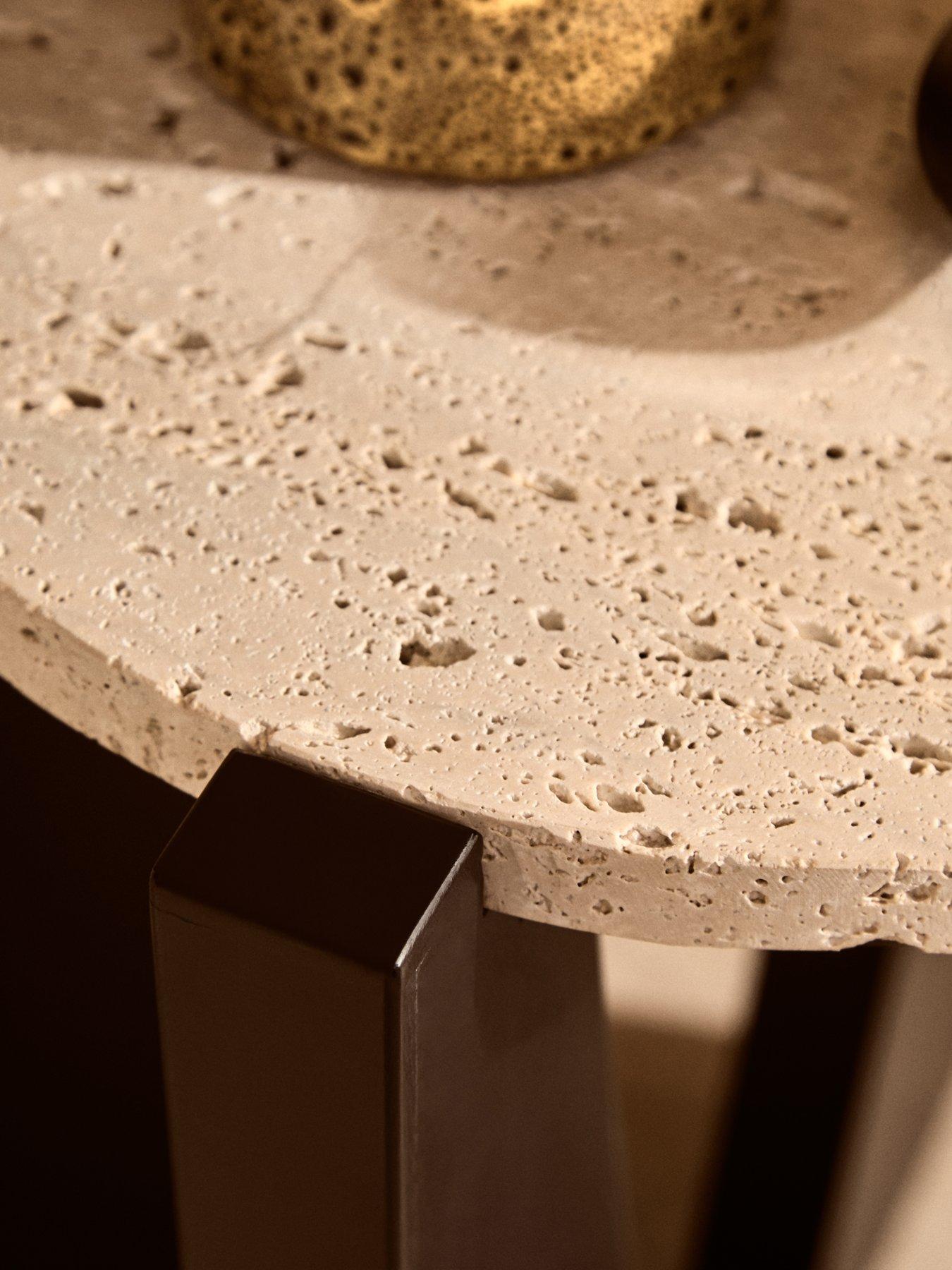 Image 5 of 7 of Premier Housewares Winton Travertine Round&nbsp;Side Table