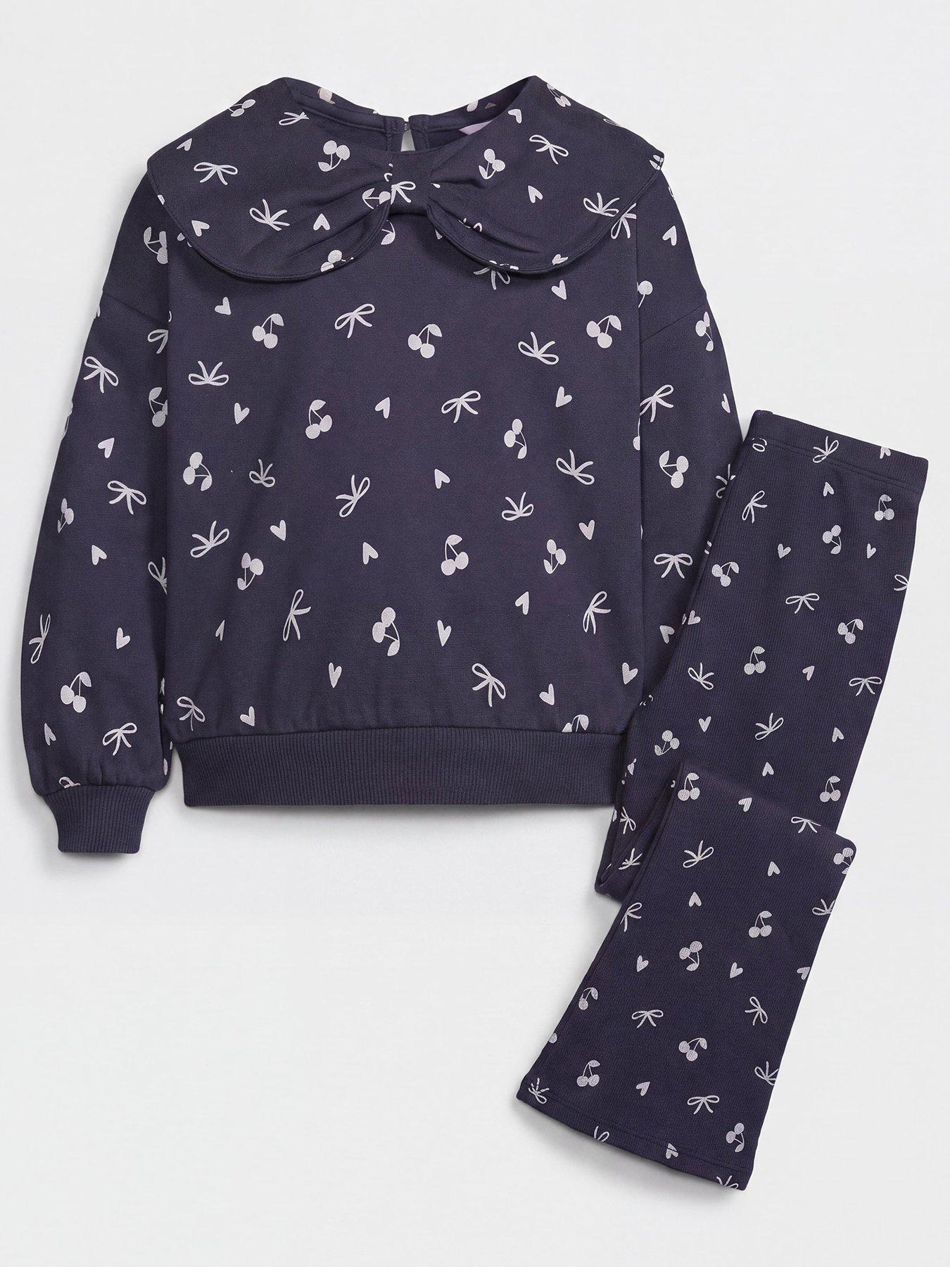 Image 1 of 3 of The Very Collection Girls Collar Detail Printed Outfit Set - Blue