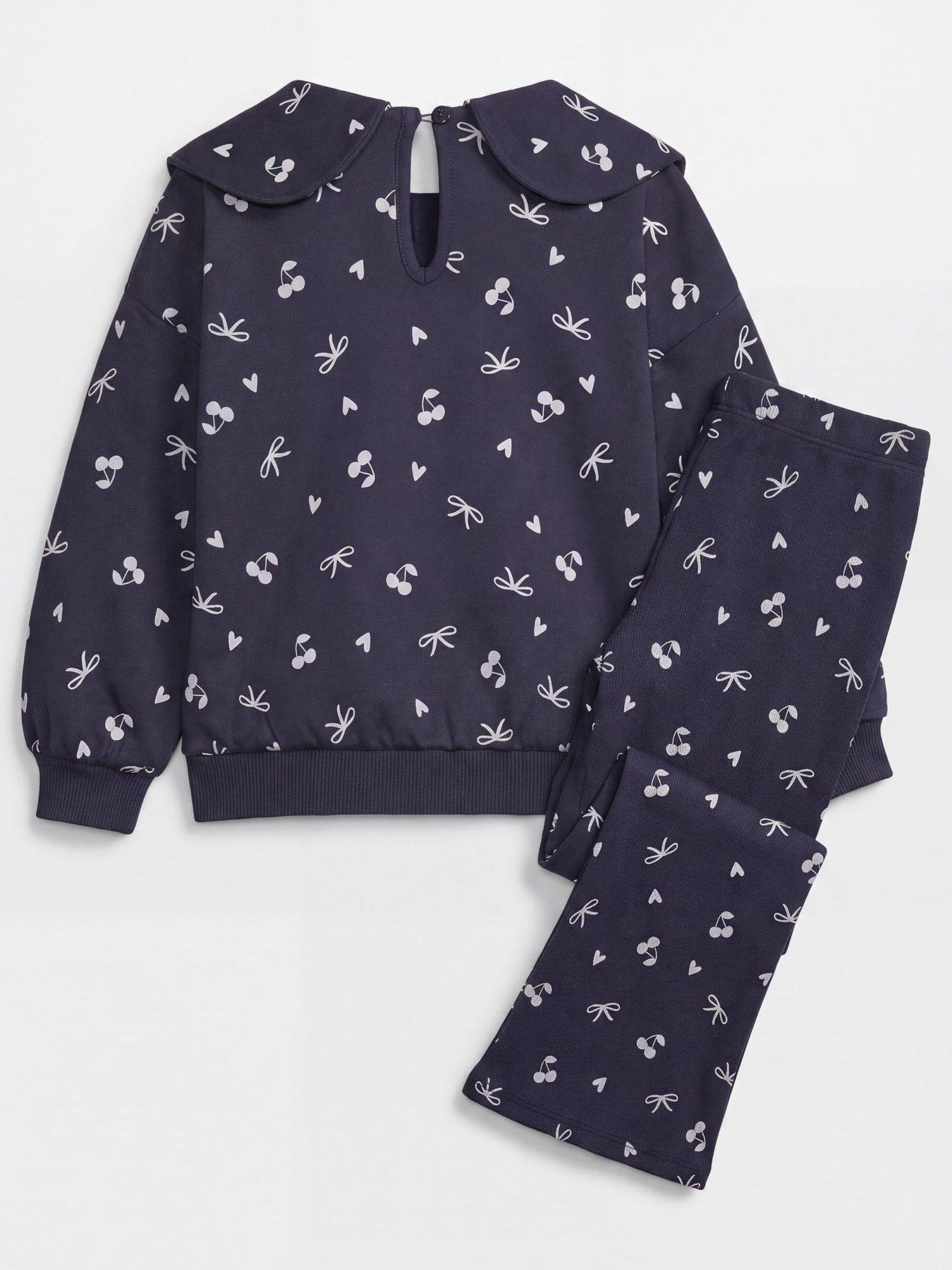 Image 2 of 3 of The Very Collection Girls Collar Detail Printed Outfit Set - Blue