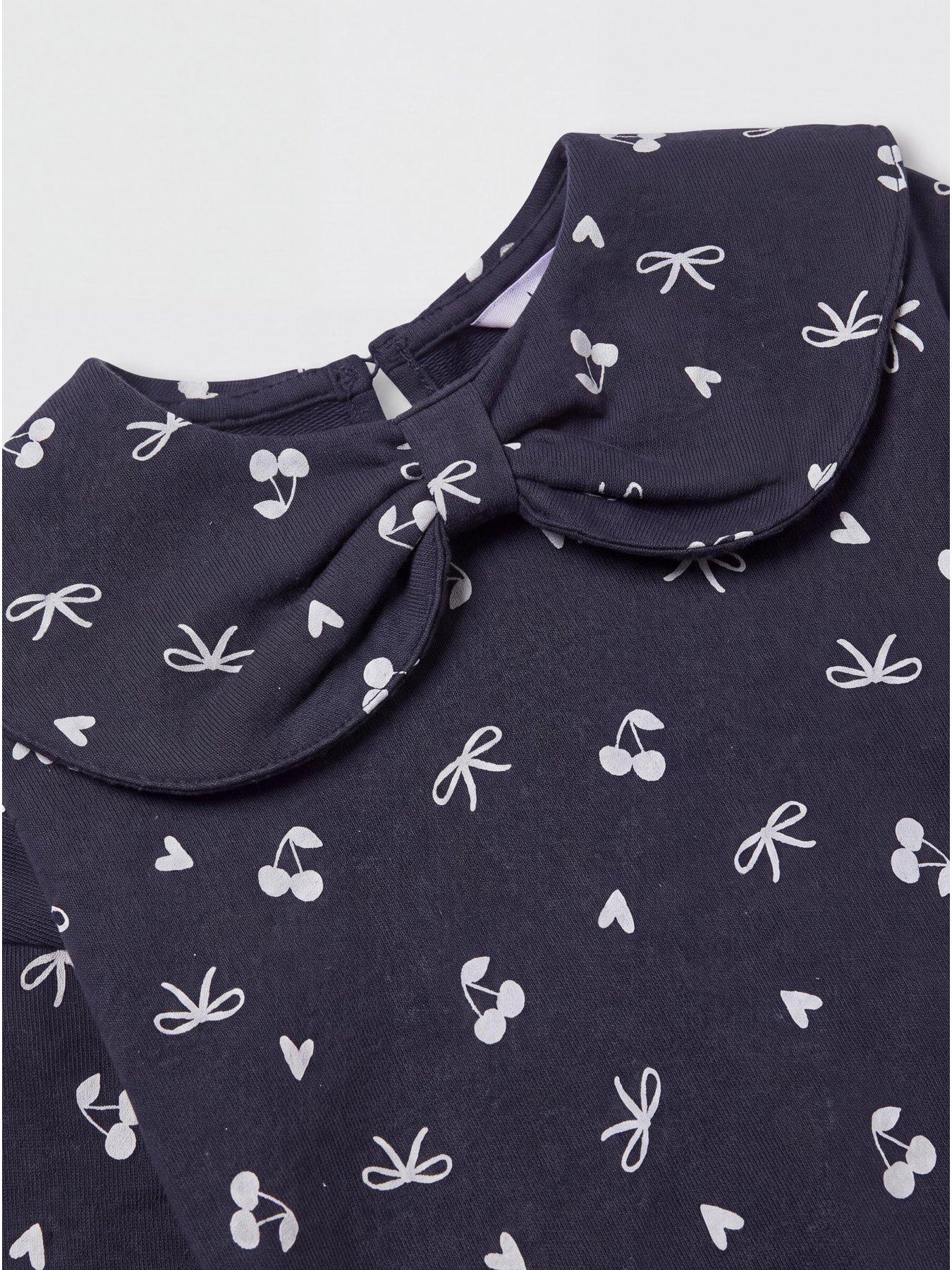Image 3 of 3 of The Very Collection Girls Collar Detail Printed Outfit Set - Blue