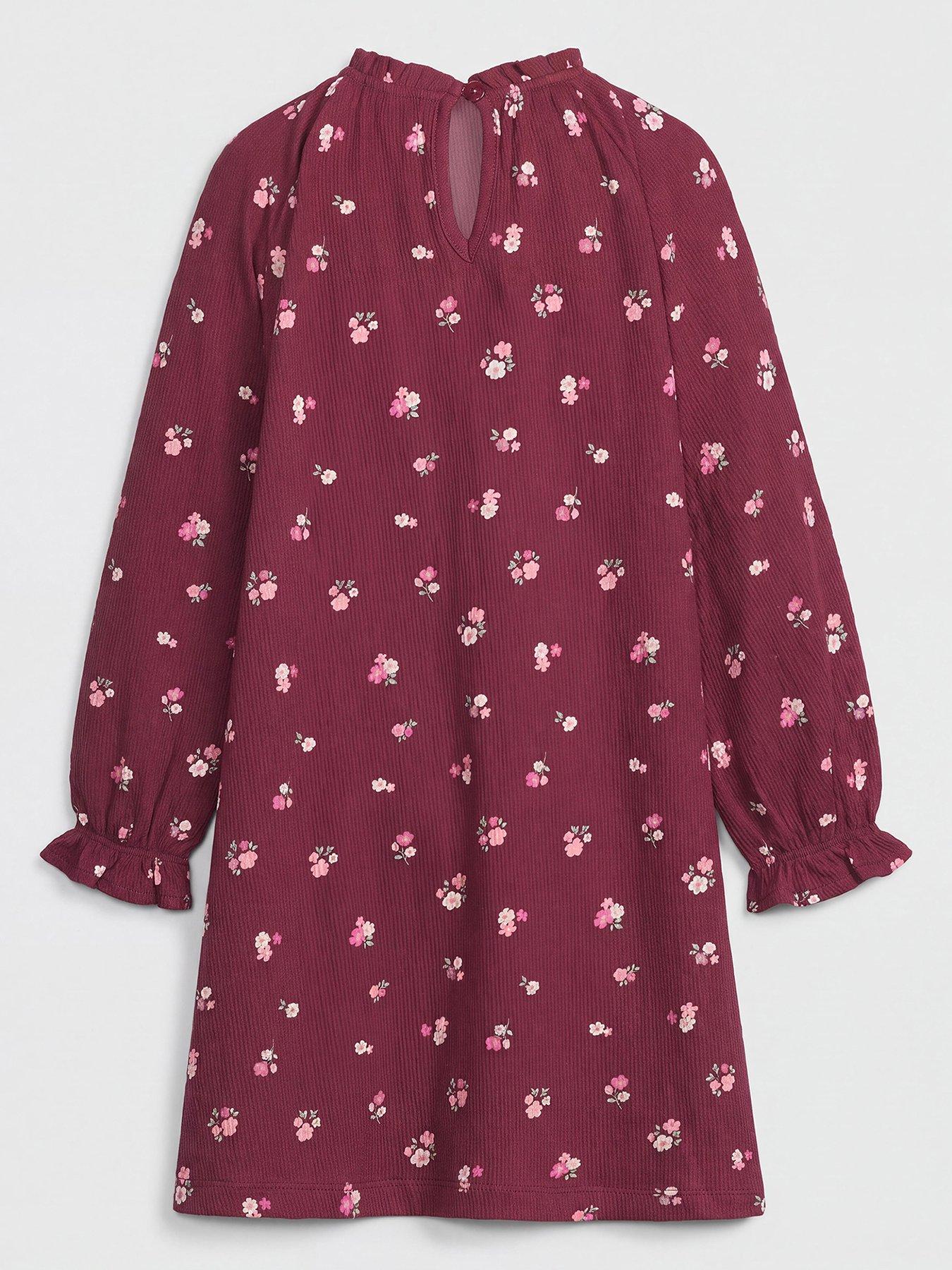 Image 2 of 3 of The Very Collection Girls Floral Bow Detail Jersey Dress - Red