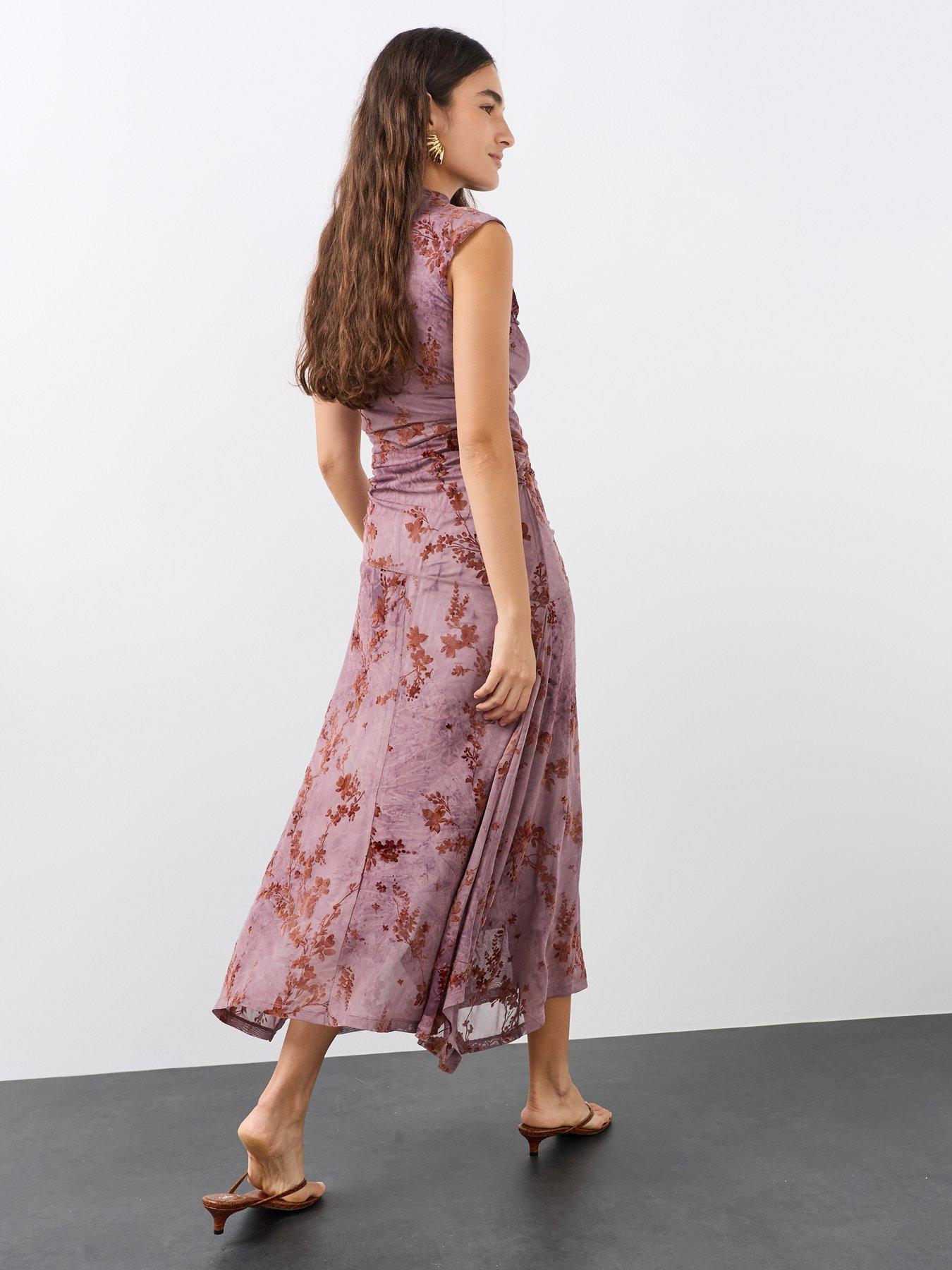 Image 2 of 6 of The Very Collection Ruched Devore Midaxi Dress