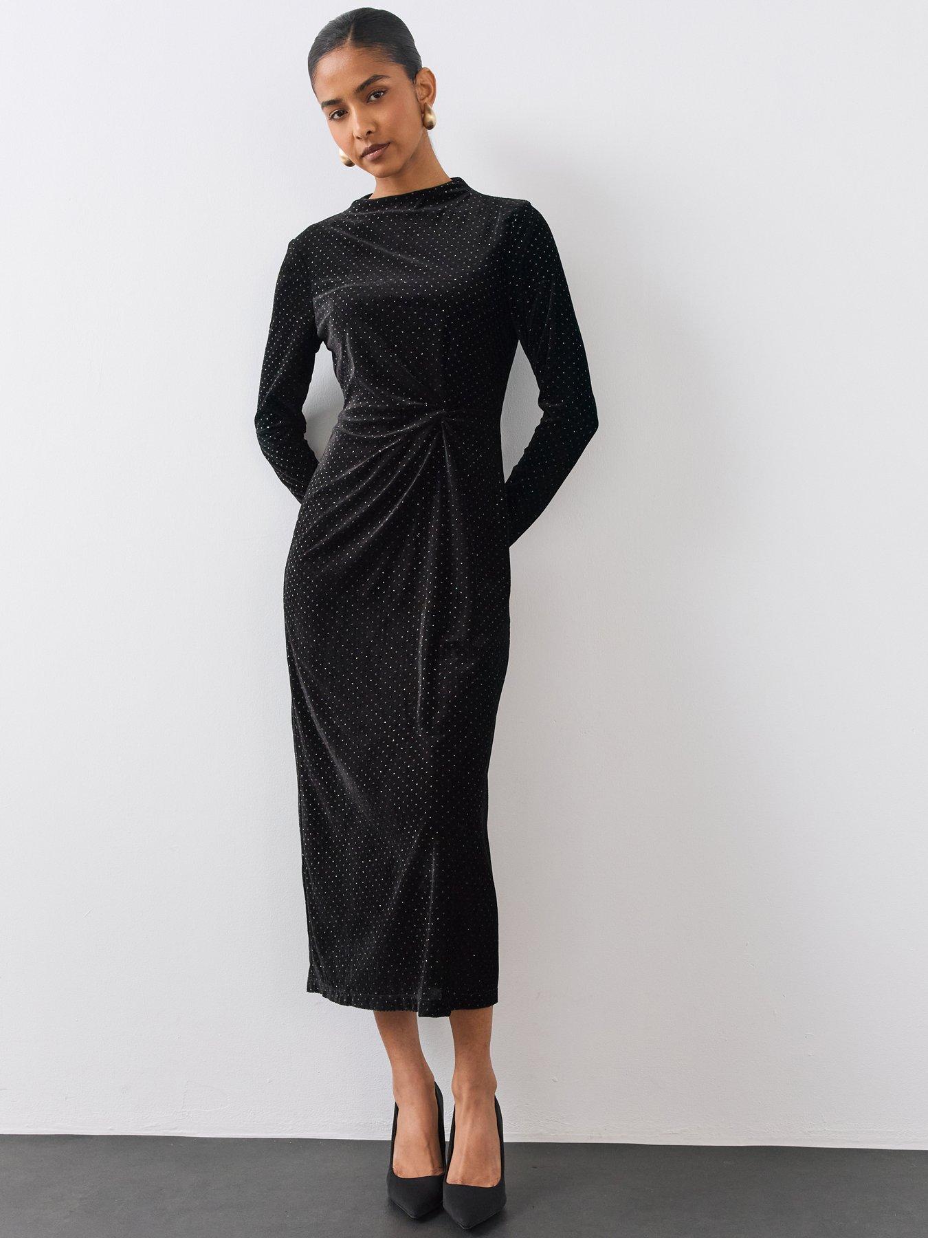 Image 1 of 7 of The Very Collection Hot Fix Twist Detail Midi Dress