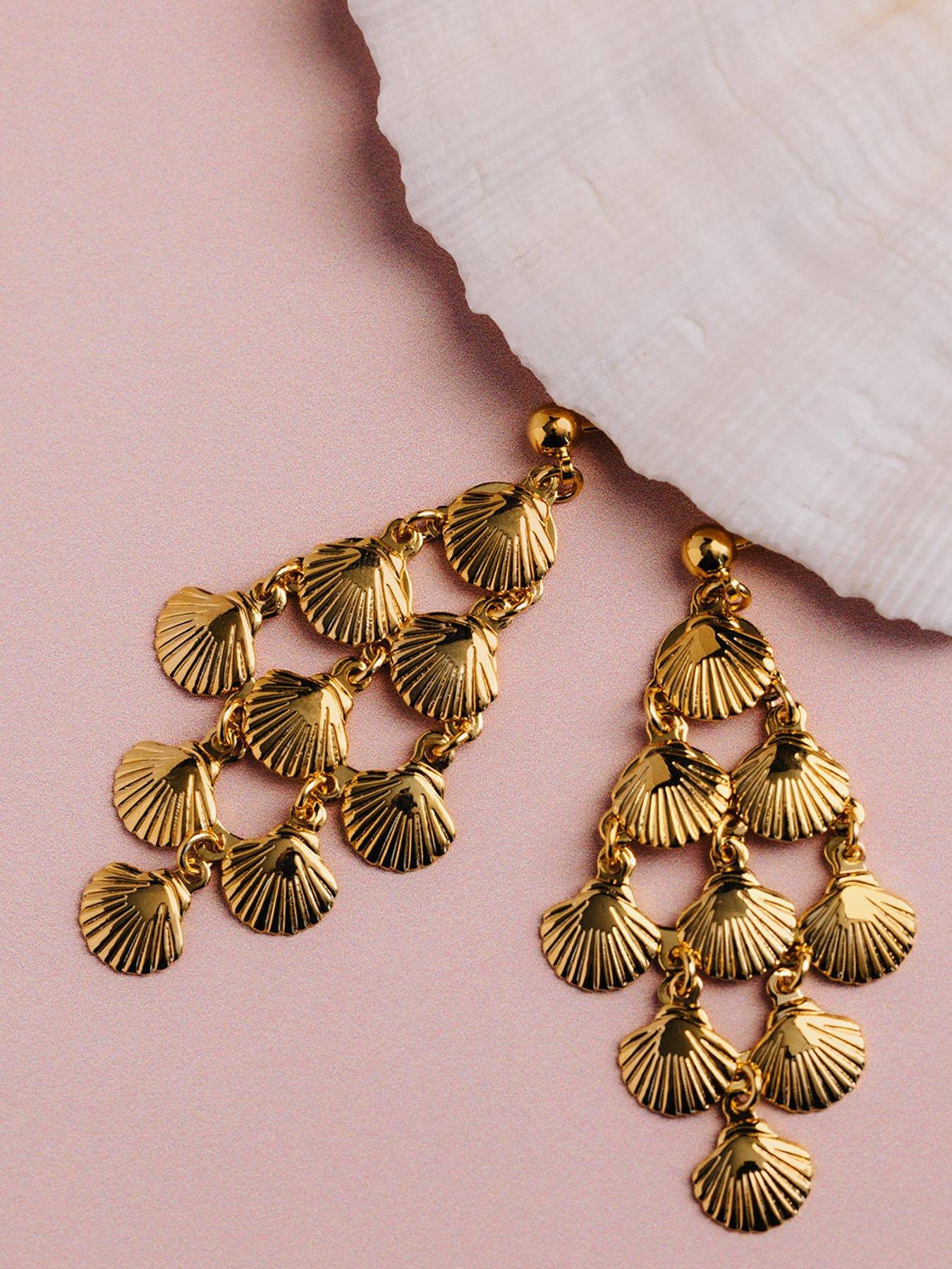 Orelia Statement Shell Chandelier Earrings, Multi, Women