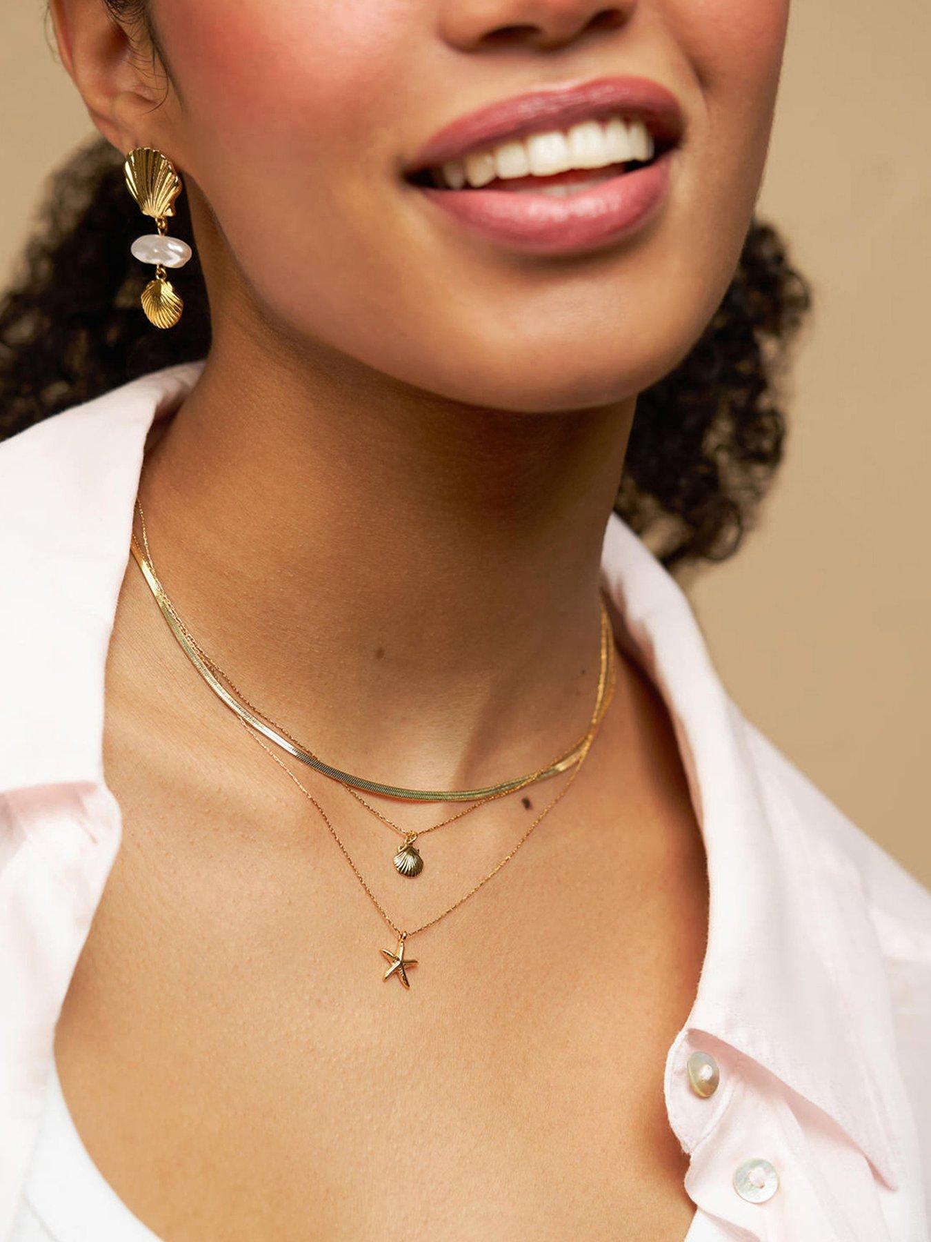 Image 1 of 4 of Orelia Fine Crystal Shell Collar Necklace