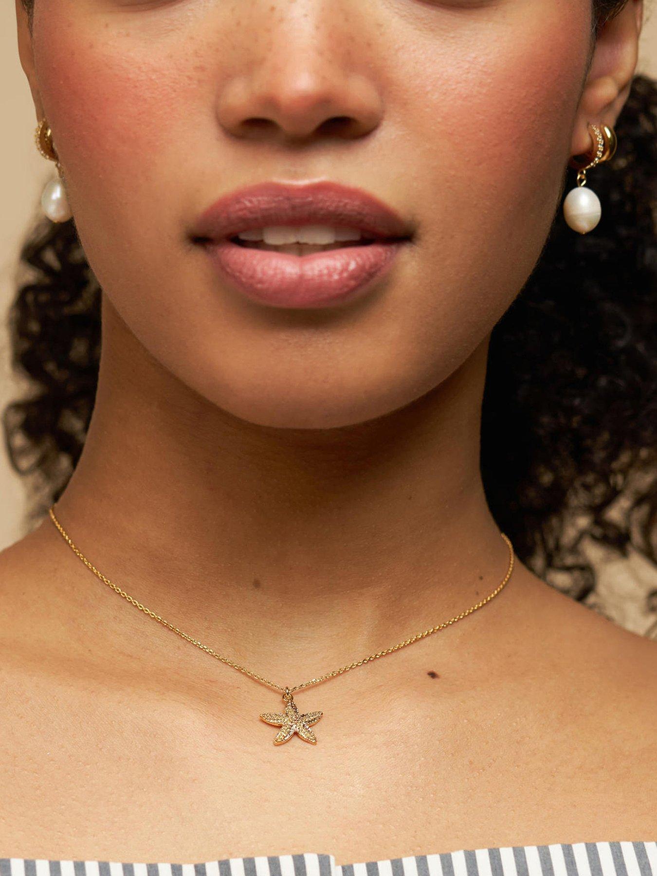 Image 1 of 4 of Orelia Textured Starfish Necklace