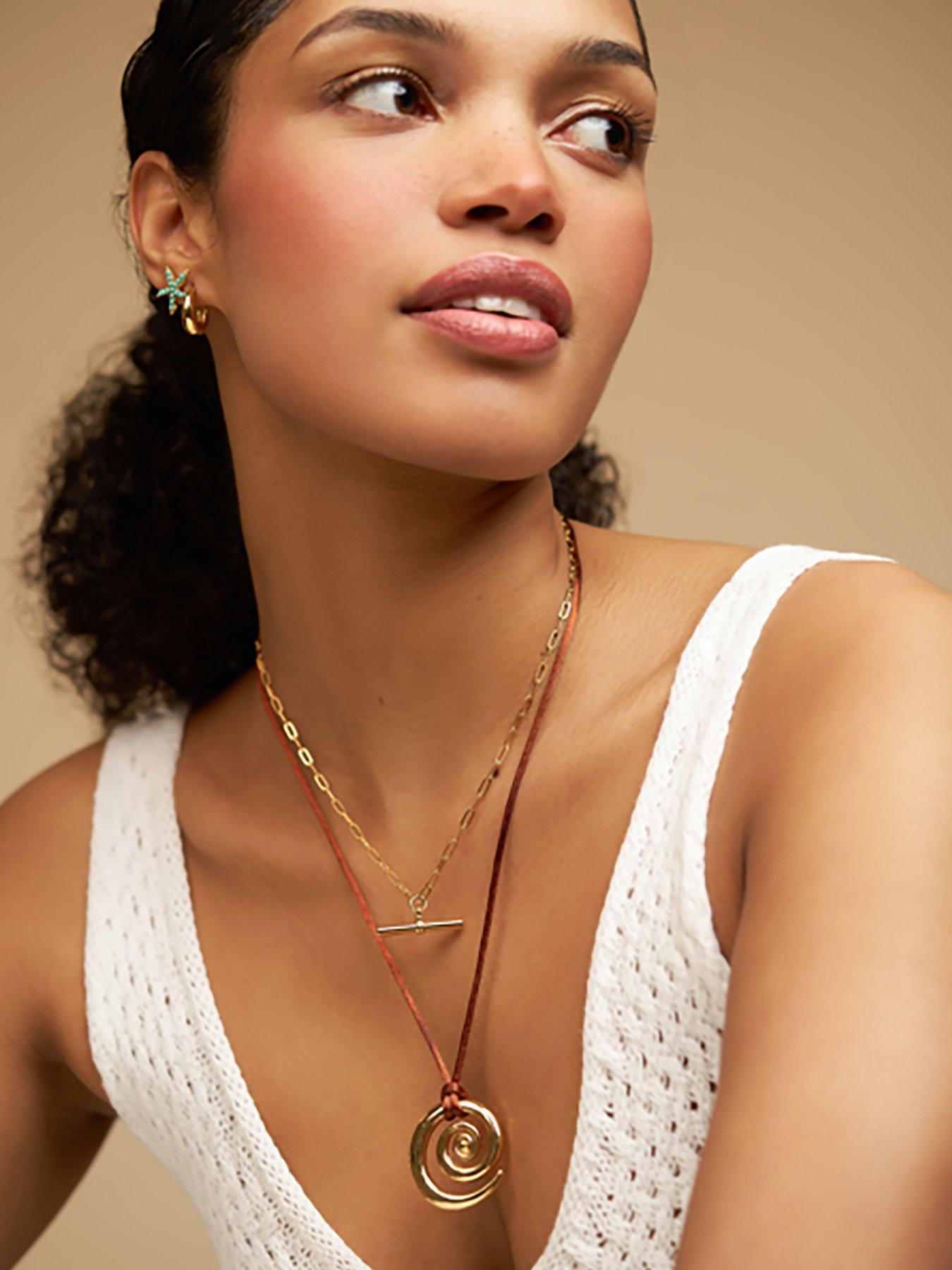 Orelia Statement Spiral Cord Adjustable Necklace, Multi, Women