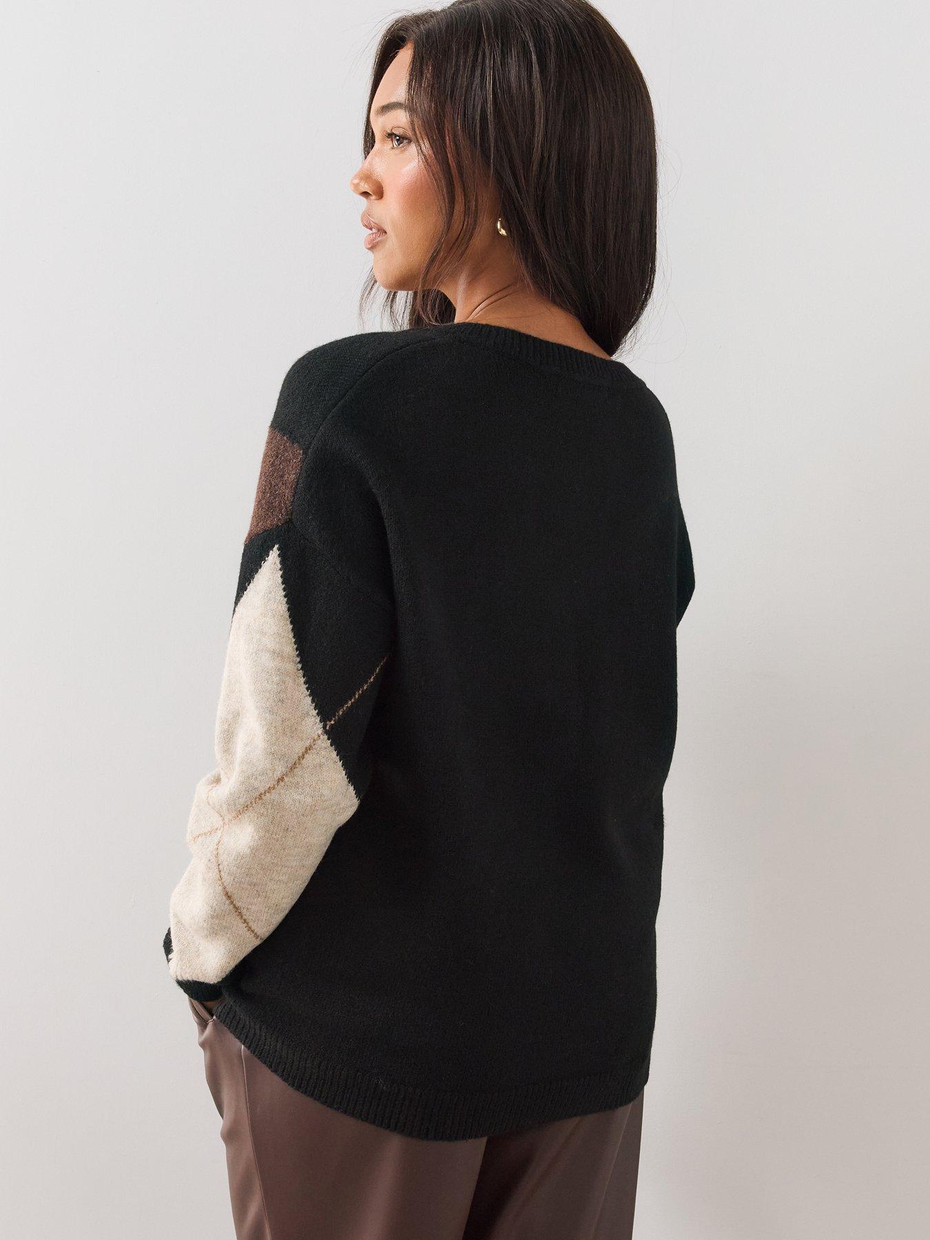 Image 2 of 6 of The Very Collection Womens Curve Argyle V Neck Jumper - Multi