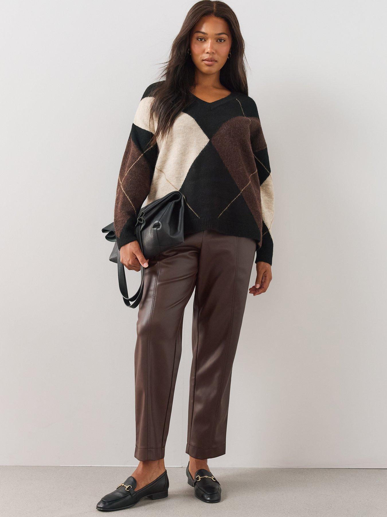 Image 3 of 6 of The Very Collection Womens Curve Argyle V Neck Jumper - Multi