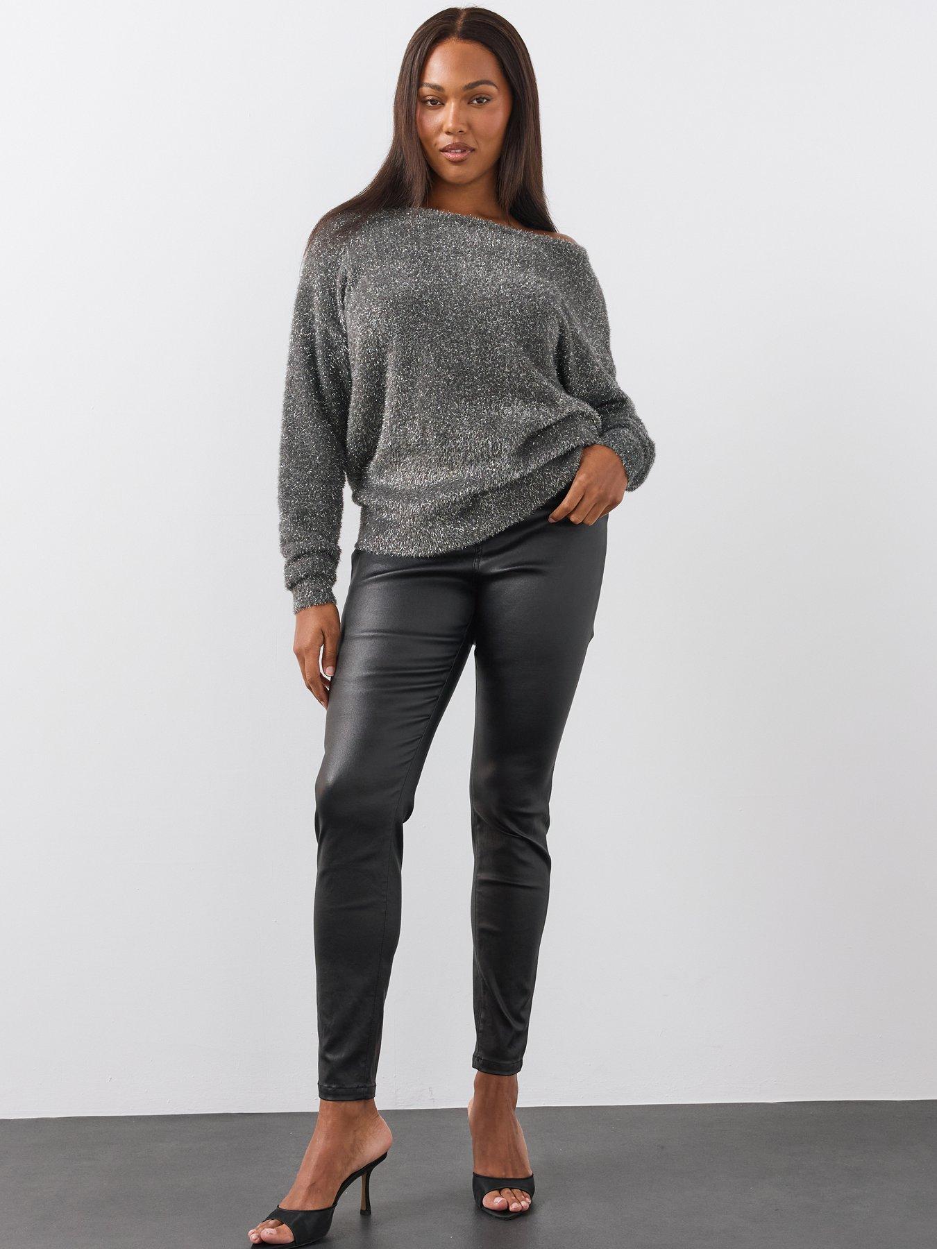 Image 3 of 6 of The Very Collection Womens Plus Size Sparkle Batwing Soft Knit Jumper - Grey
