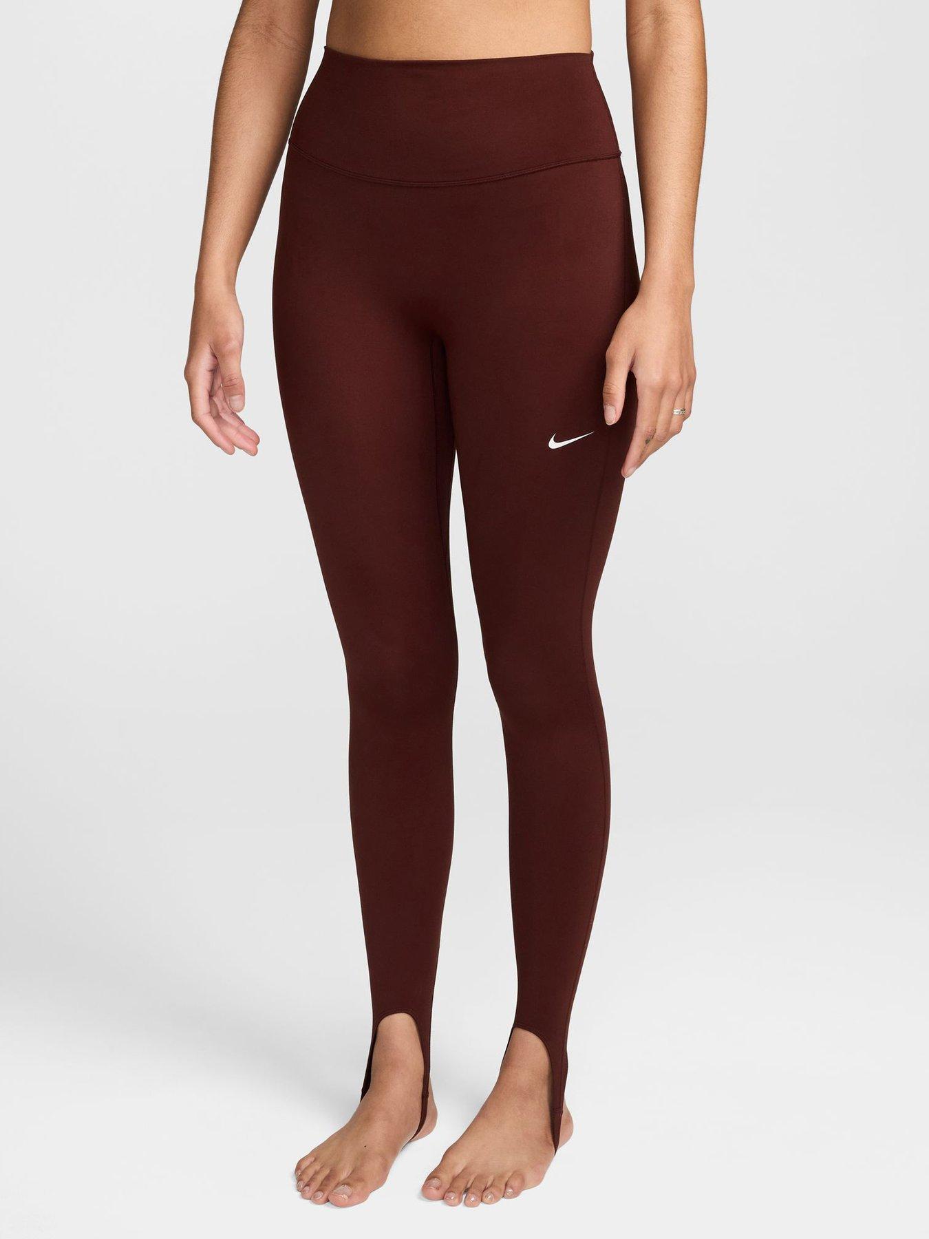 Image 1 of 3 of Nike Womens Training One High Waisted Stirrup Tights - Brown