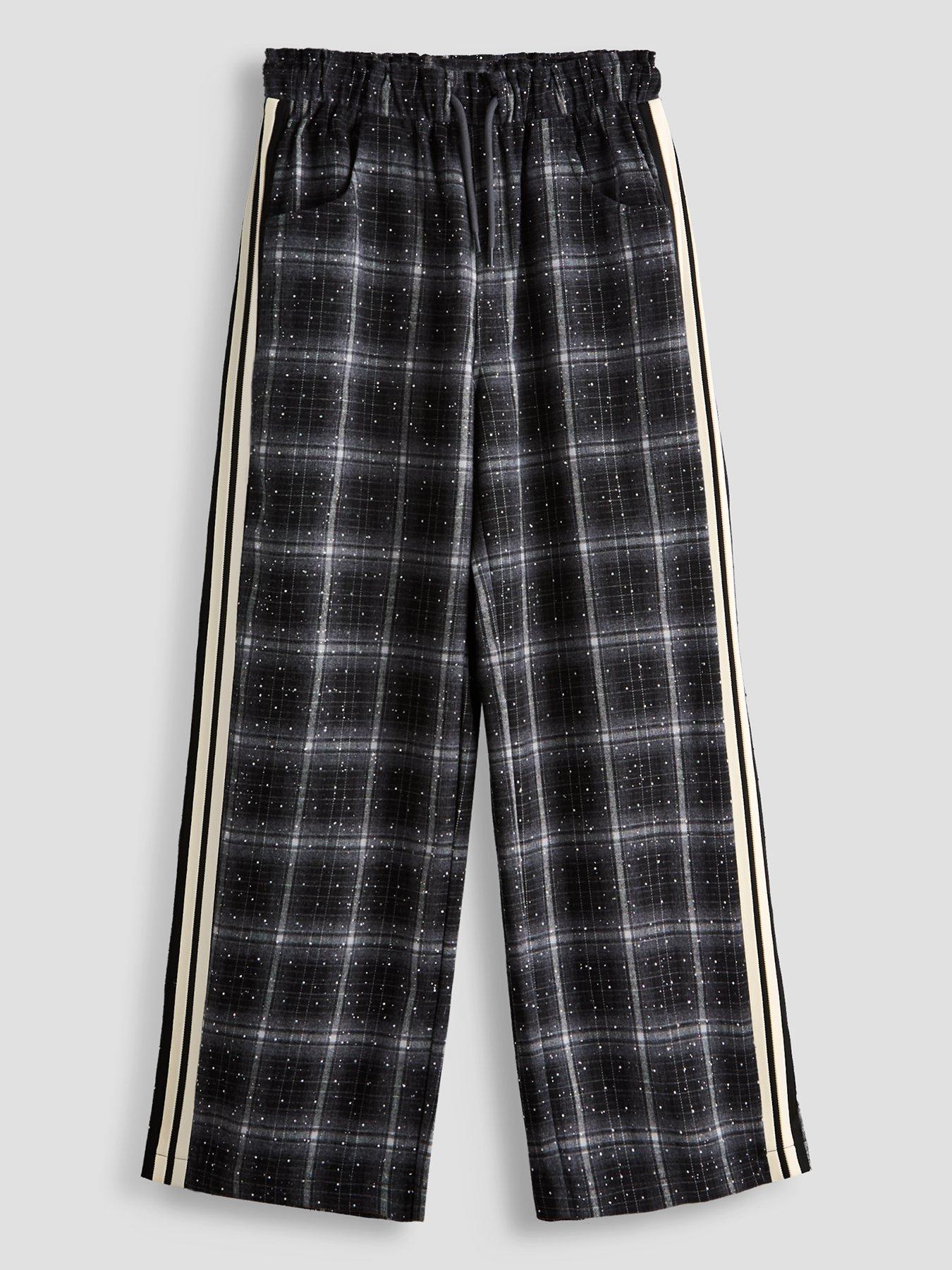 Image 1 of 5 of The Very Collection Girls Side Stripe Check Trousers - Black