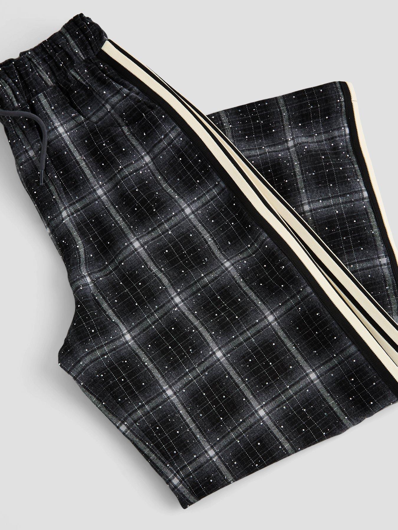 Image 3 of 5 of The Very Collection Girls Side Stripe Check Trousers - Black