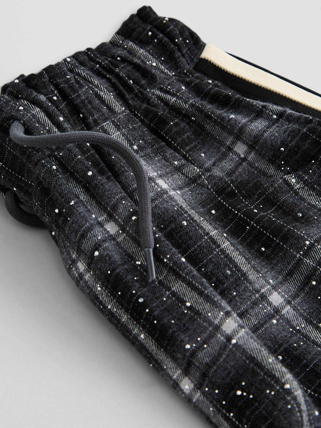 Image 4 of 5 of The Very Collection Girls Side Stripe Check Trousers - Black