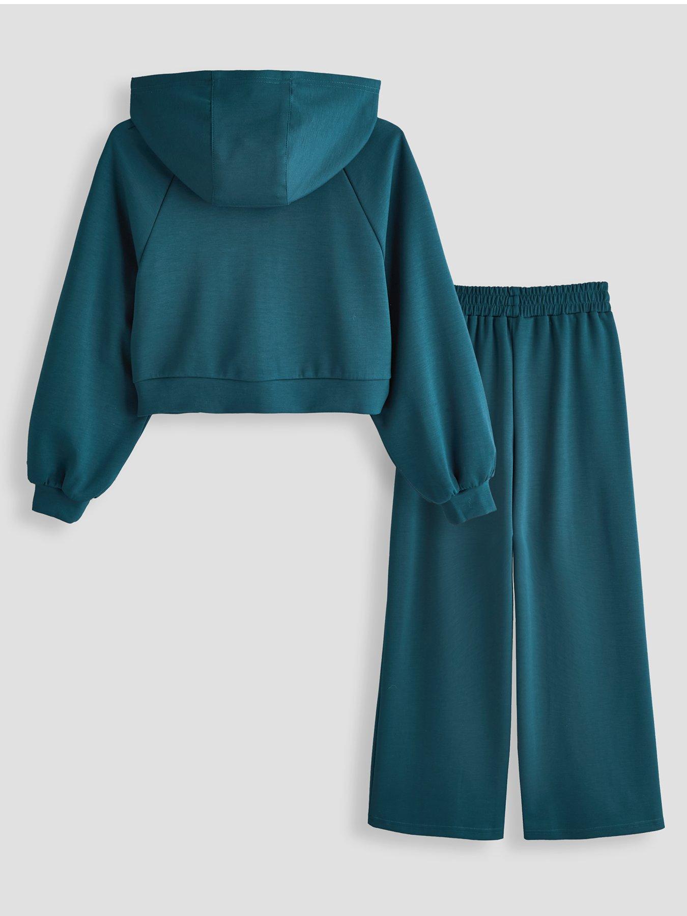 Image 2 of 5 of The Very Collection Girls Soft Touch Contrast Piping Zip Up Outfit (6 - 16 years) - Green