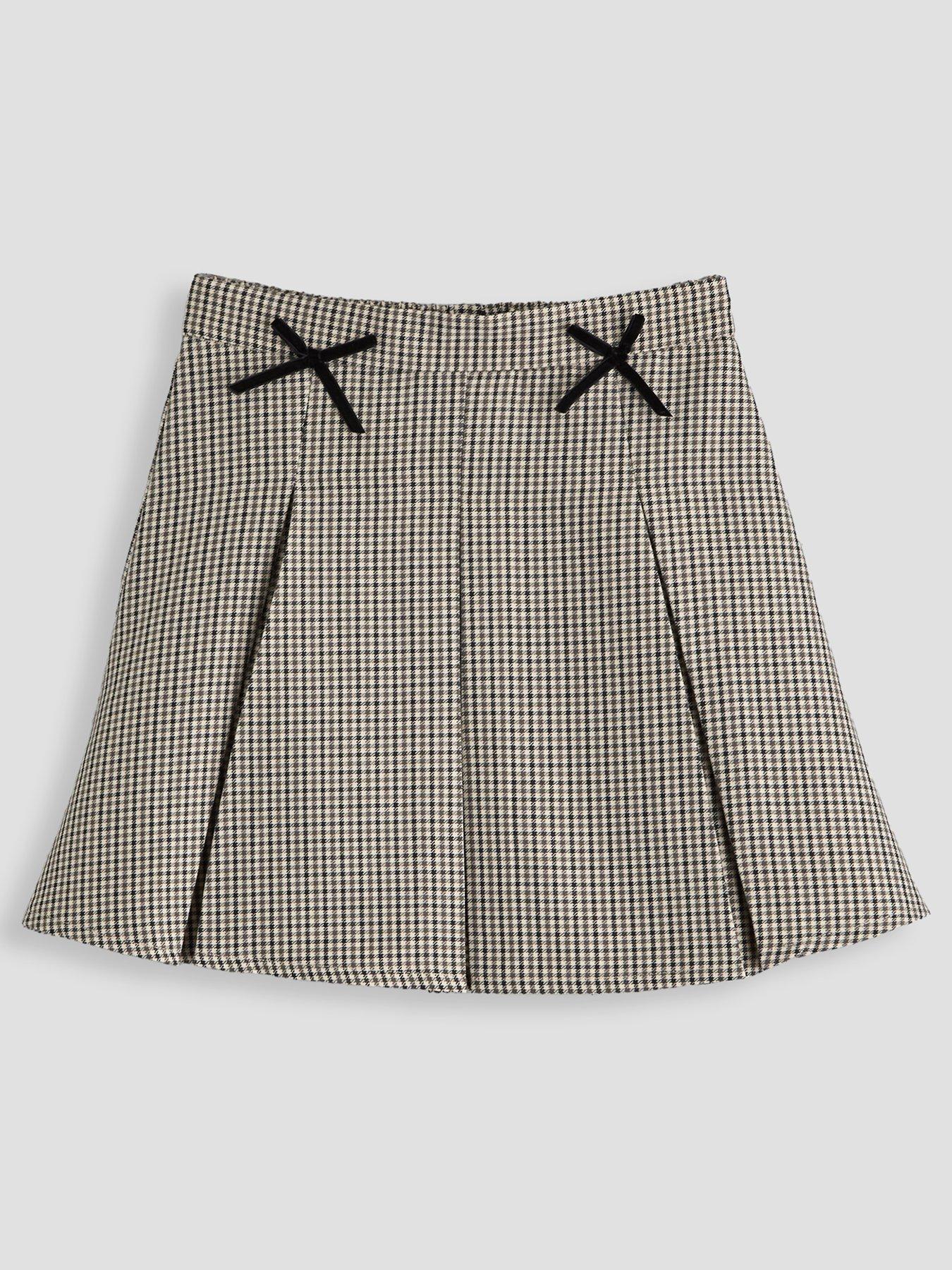 Image 1 of 4 of The Very Collection Girls Pleat Check Skirt (2 - 12 years) - Cream