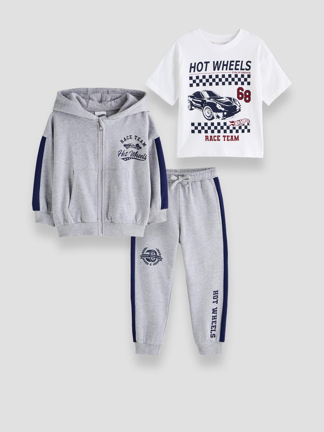 Image 1 of 5 of The Very Collection Boys Hot Wheels Zip Through Hoodie 3 Pack Set - Grey