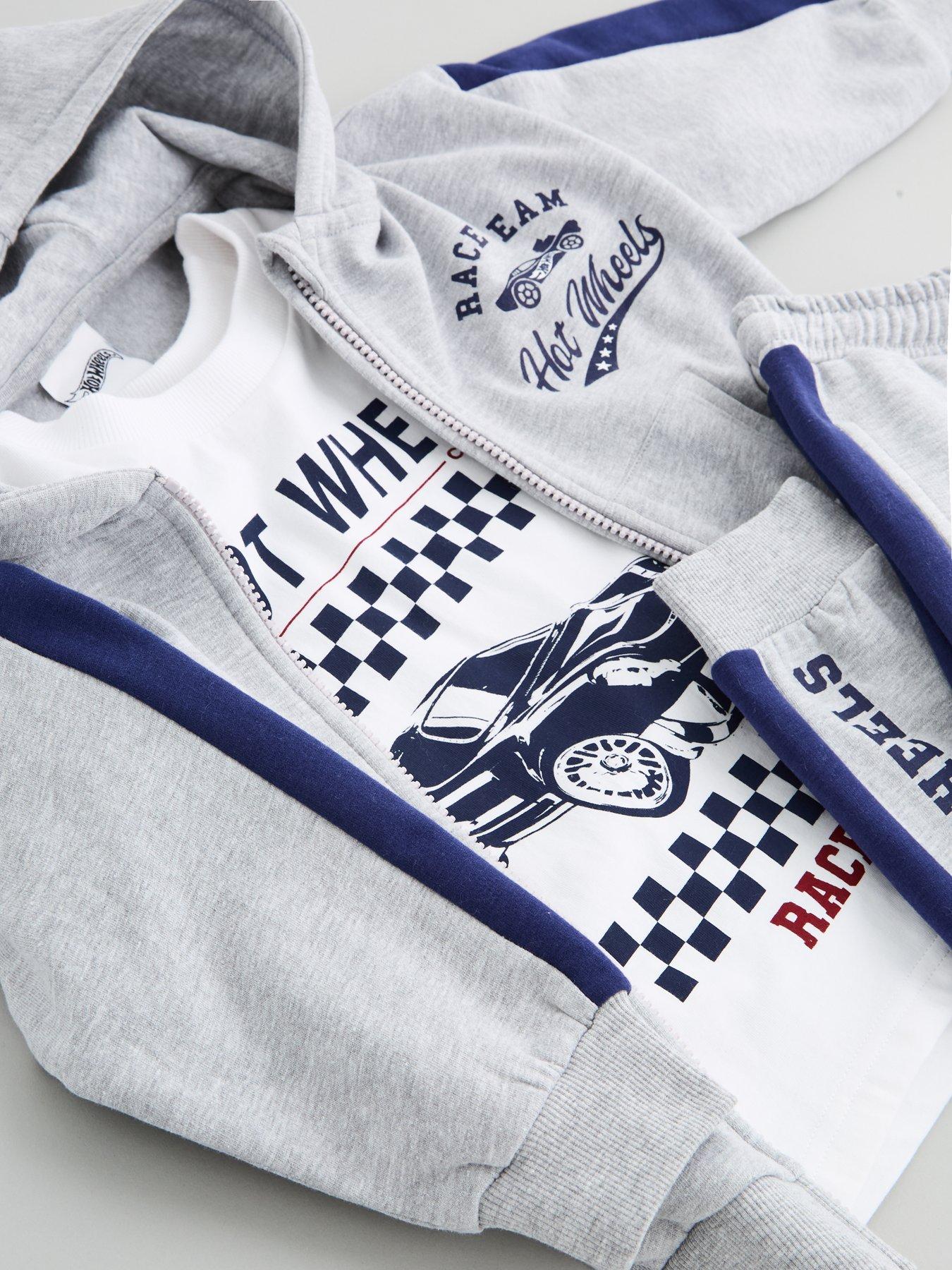 Image 4 of 5 of The Very Collection Boys Hot Wheels Zip Through Hoodie 3 Pack Set - Grey