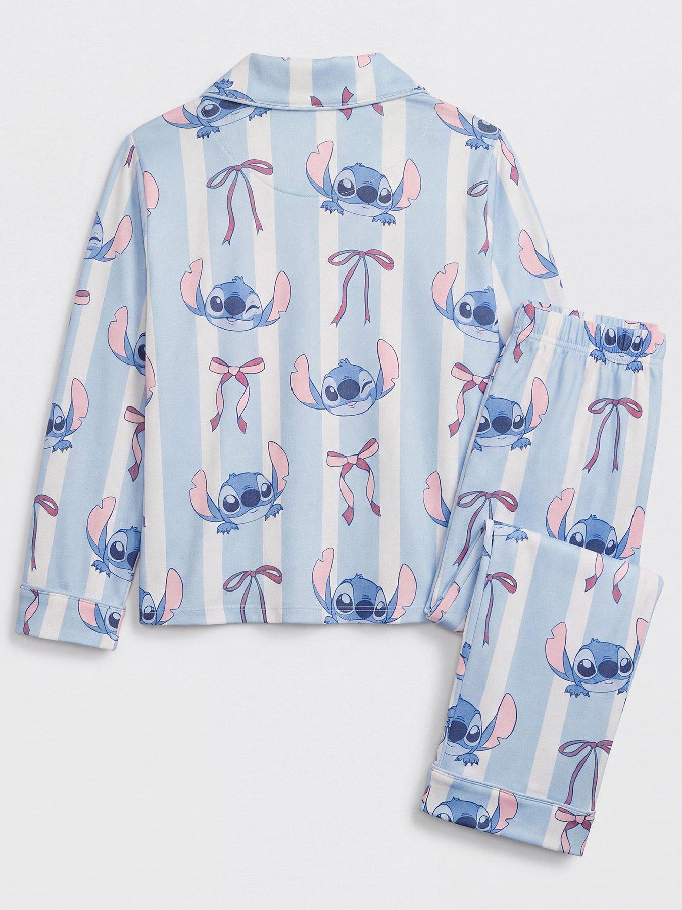 Image 2 of 3 of The Very Collection Girls Lilo &amp; Stitch Peter Pan Collar Button Through Pyjamas - Blue