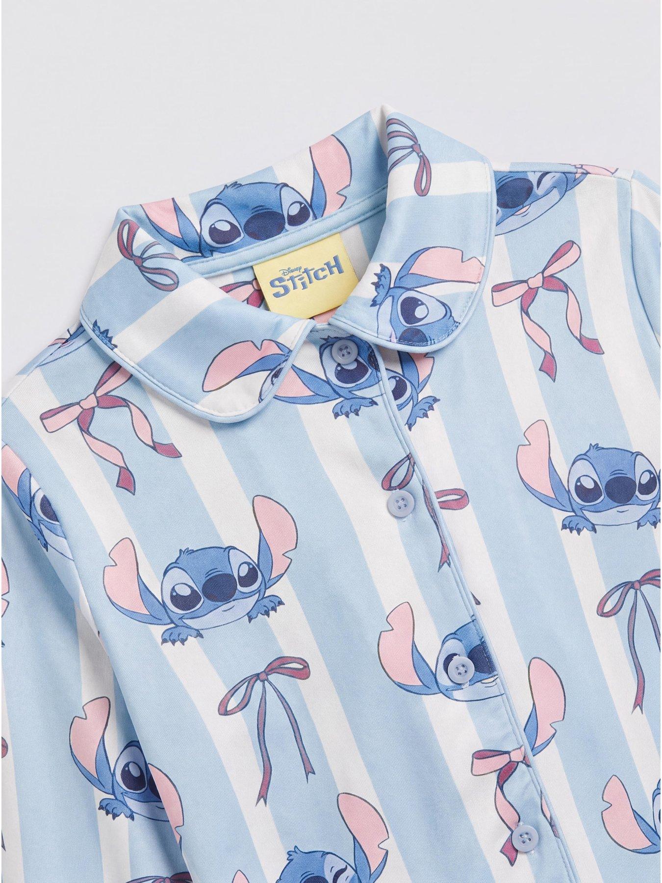 Image 3 of 3 of The Very Collection Girls Lilo &amp; Stitch Peter Pan Collar Button Through Pyjamas - Blue