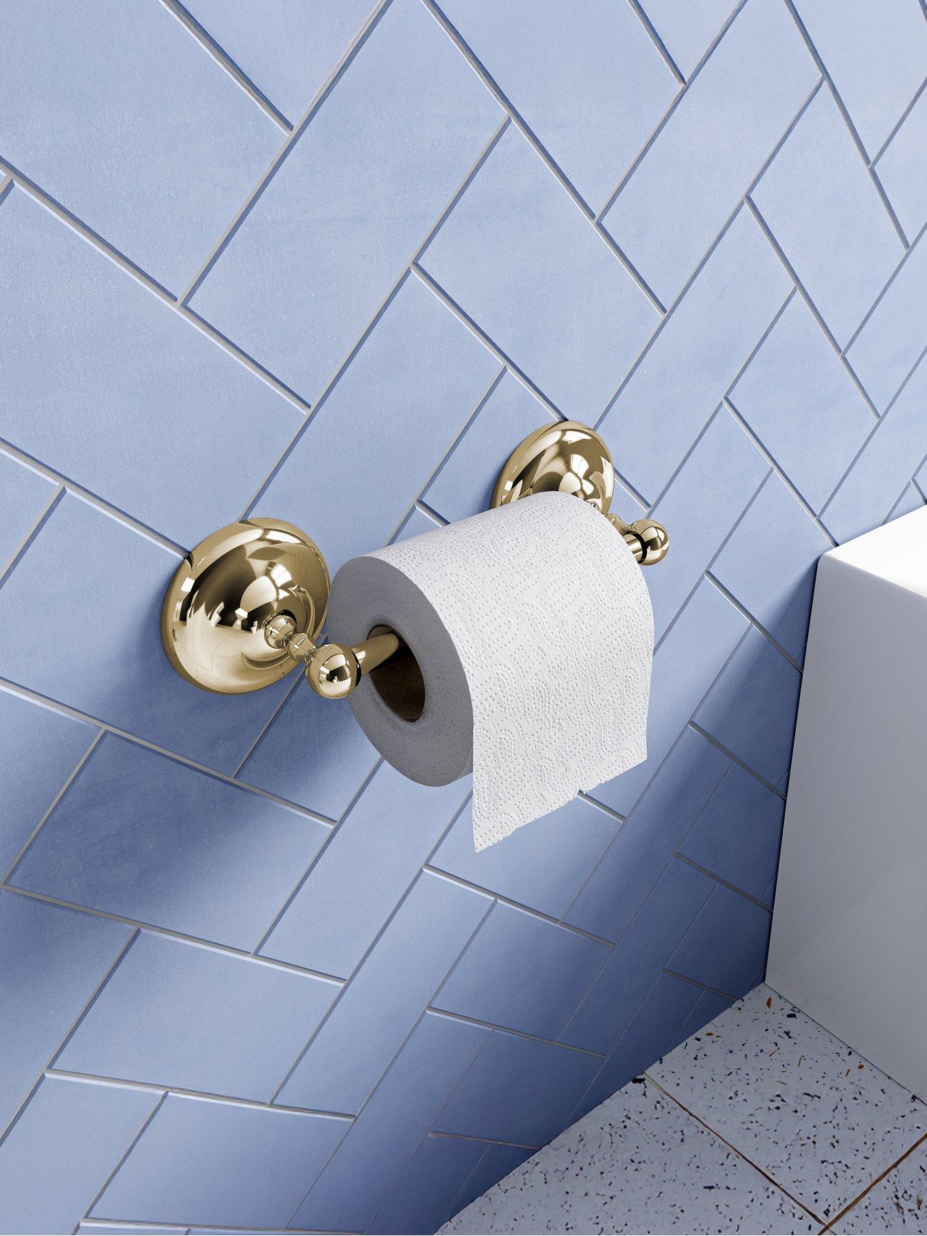 Image 1 of 4 of Croydex Flexi-fix Grosvenor Gold Spindle Toilet Roll Holder