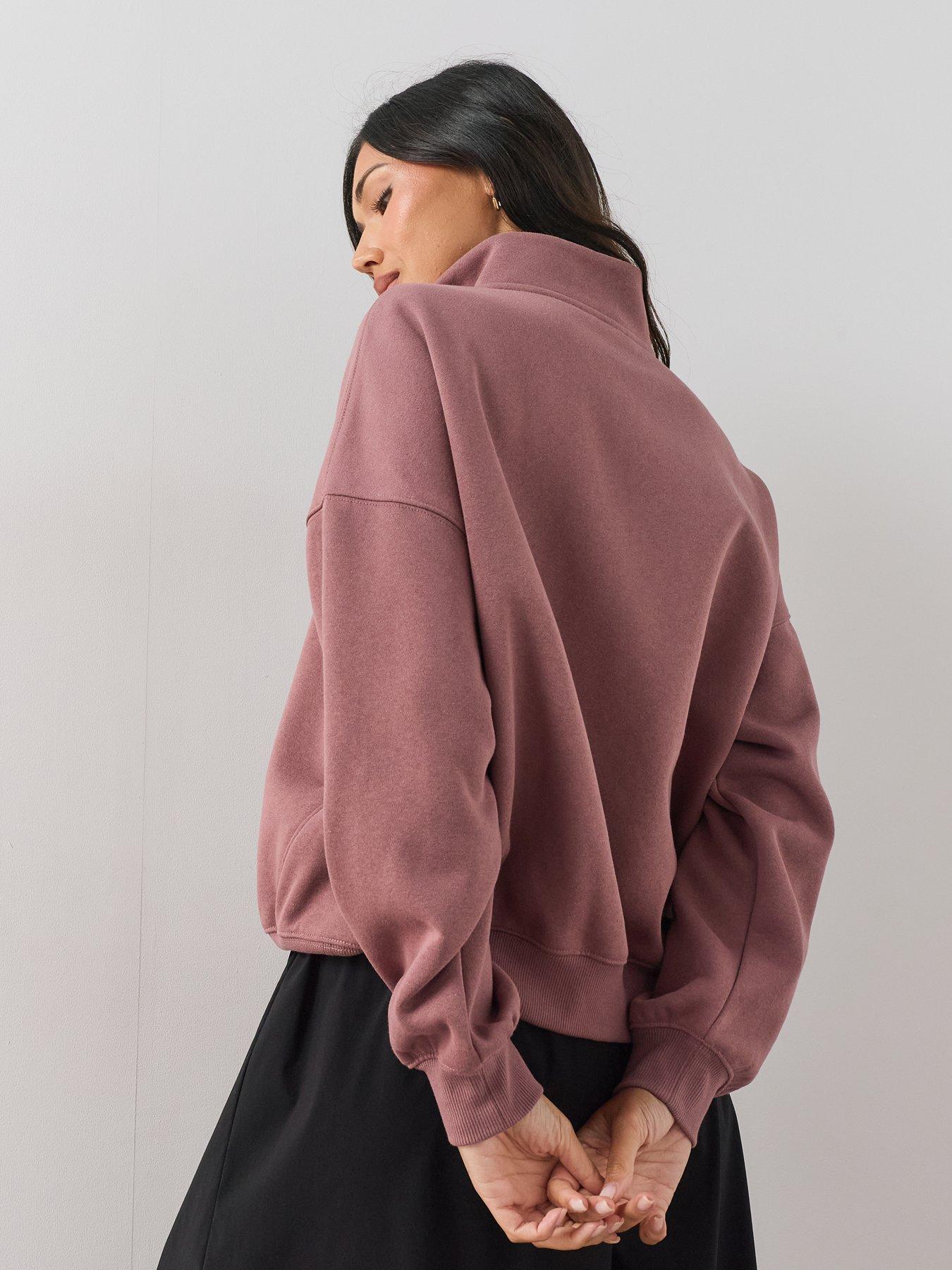 Image 2 of 7 of The Very Collection Zip Funnel Neck Sweatshirt &nbsp;- Pink