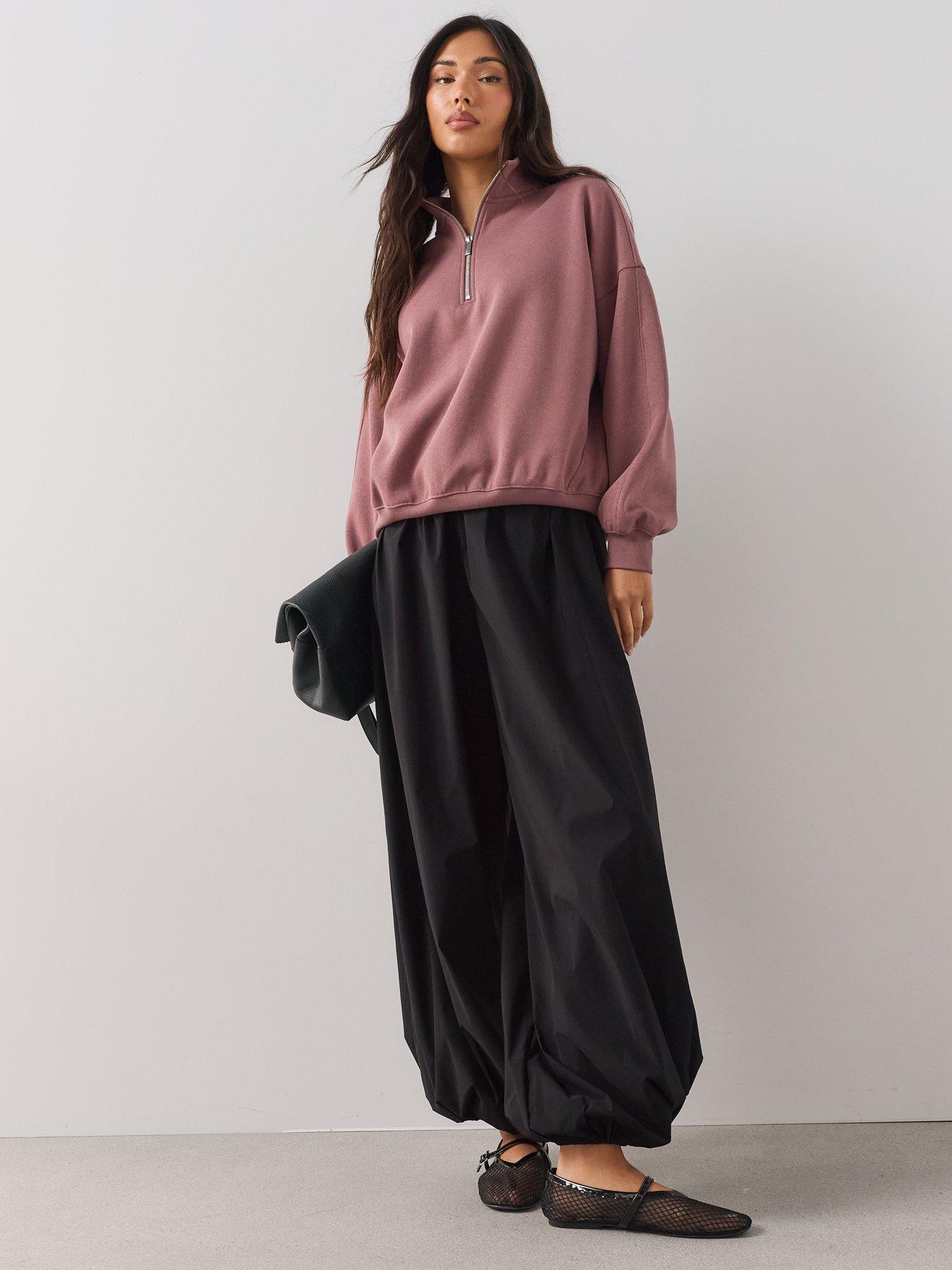 Image 3 of 7 of The Very Collection Zip Funnel Neck Sweatshirt &nbsp;- Pink