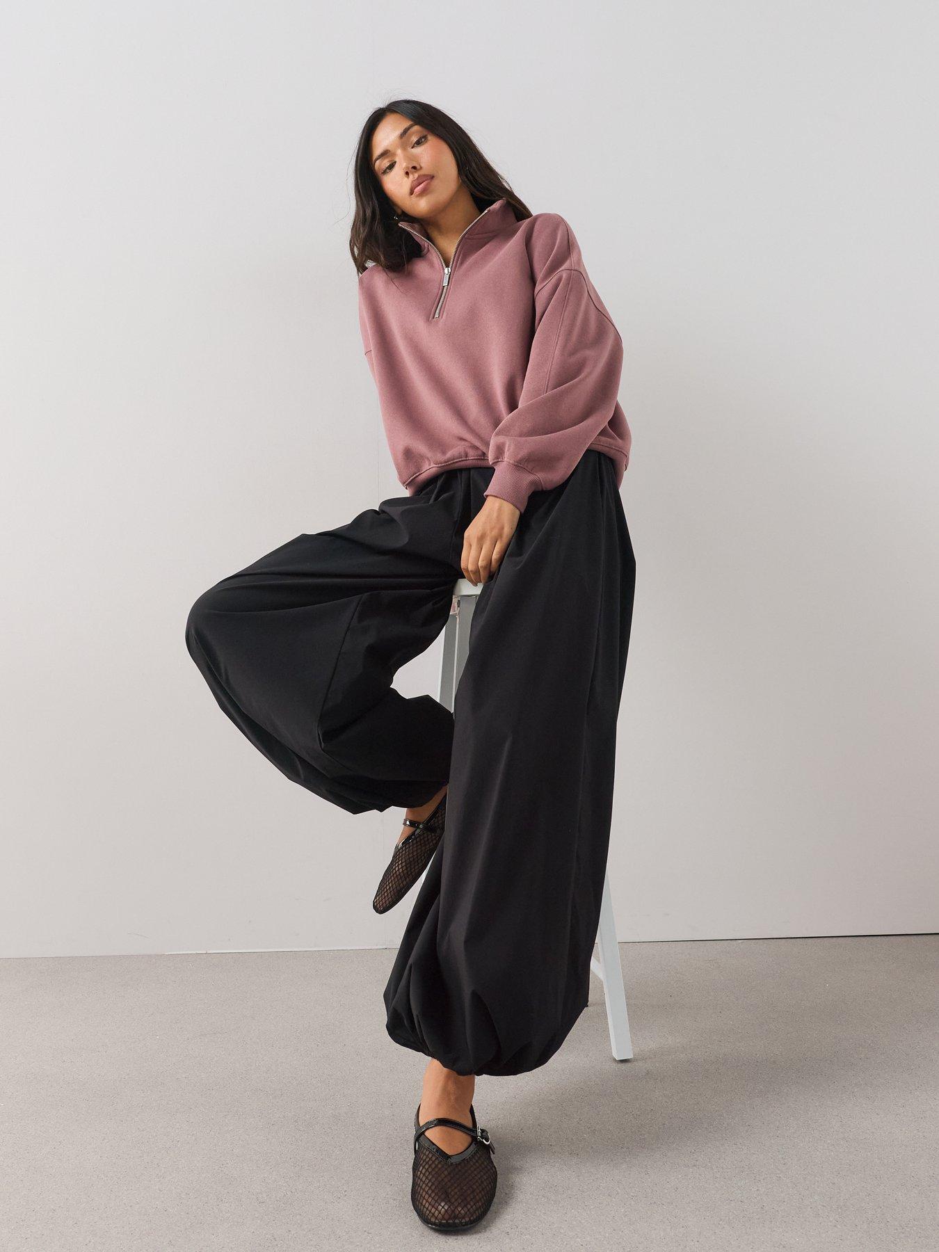 Image 5 of 7 of The Very Collection Zip Funnel Neck Sweatshirt &nbsp;- Pink