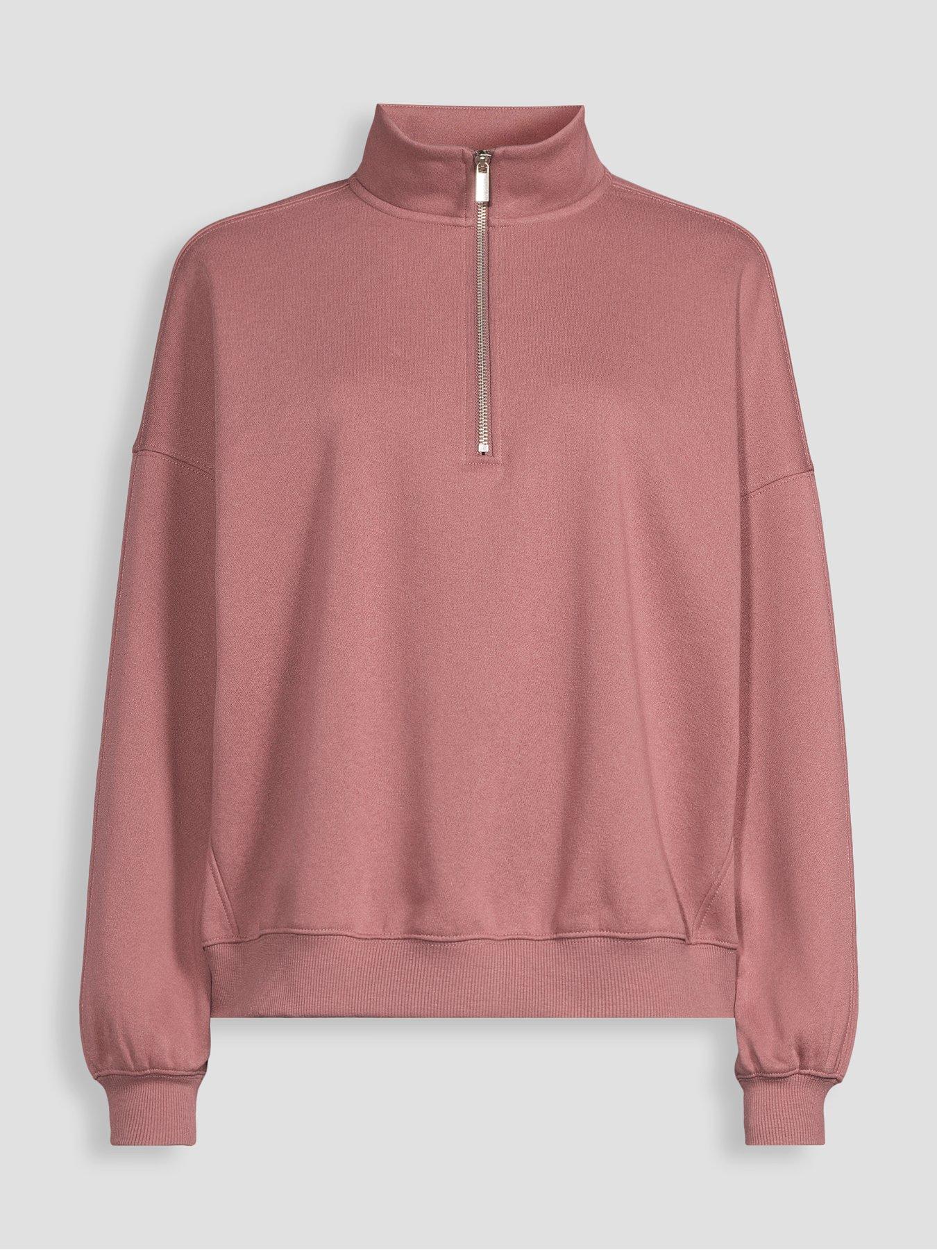 Image 7 of 7 of The Very Collection Zip Funnel Neck Sweatshirt &nbsp;- Pink