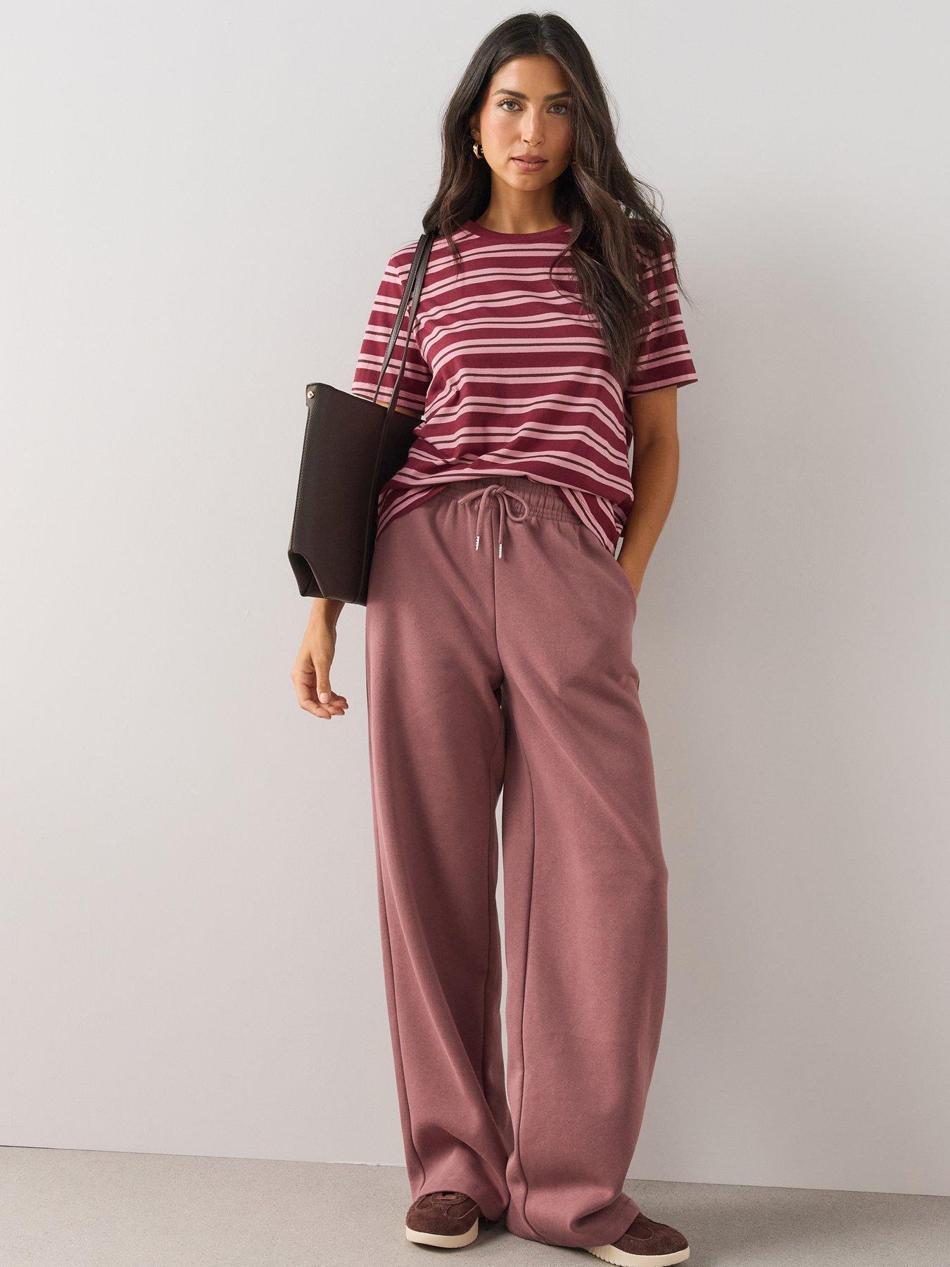 The Very Collection Women's Wide Leg Relaxed Jersey Joggers - Pink