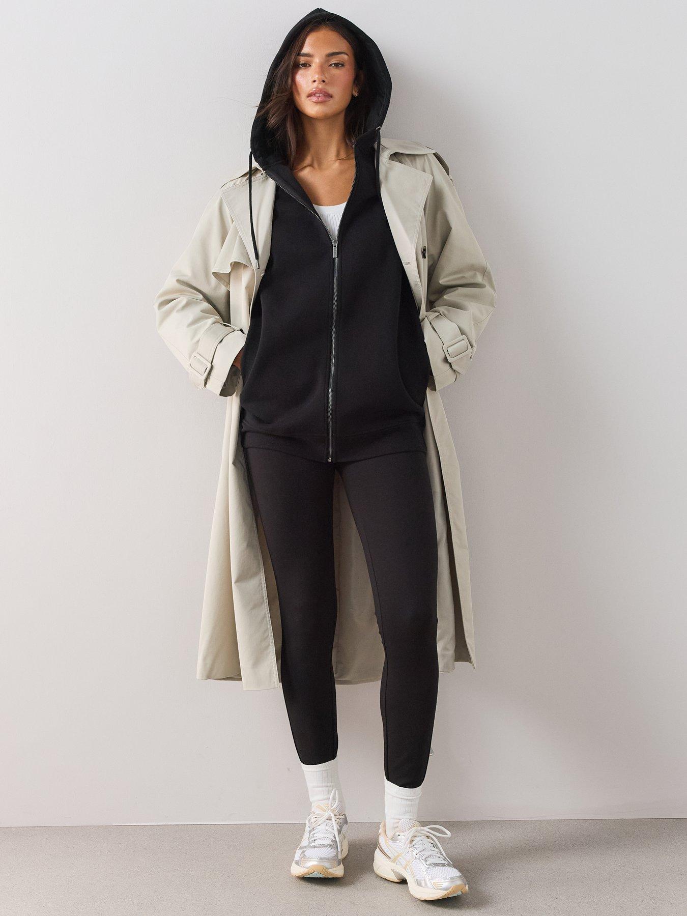 Image 3 of 6 of The Very Collection Longline Relaxed Zip Up Hoodie - Black