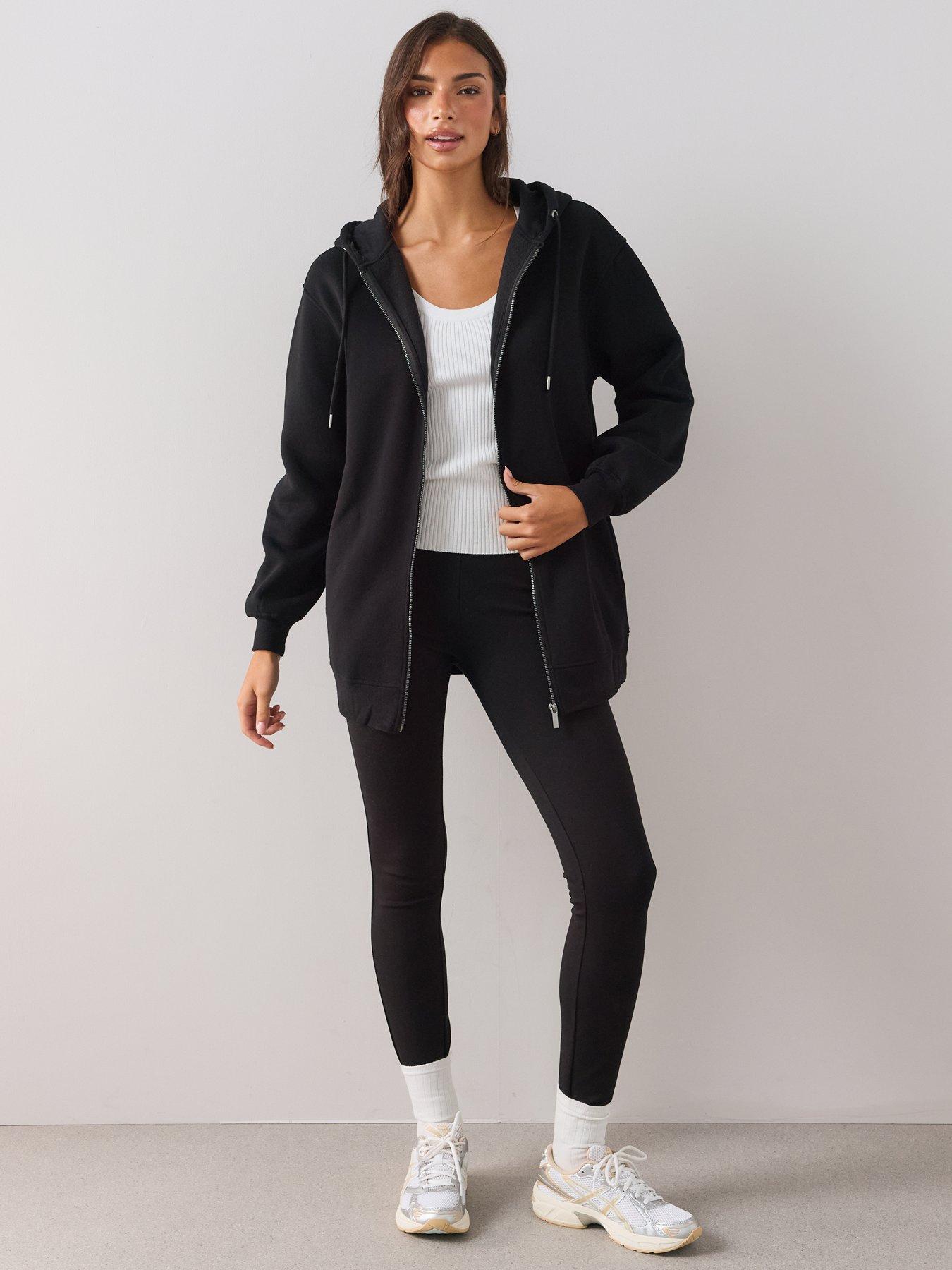Image 5 of 6 of The Very Collection Longline Relaxed Zip Up Hoodie - Black