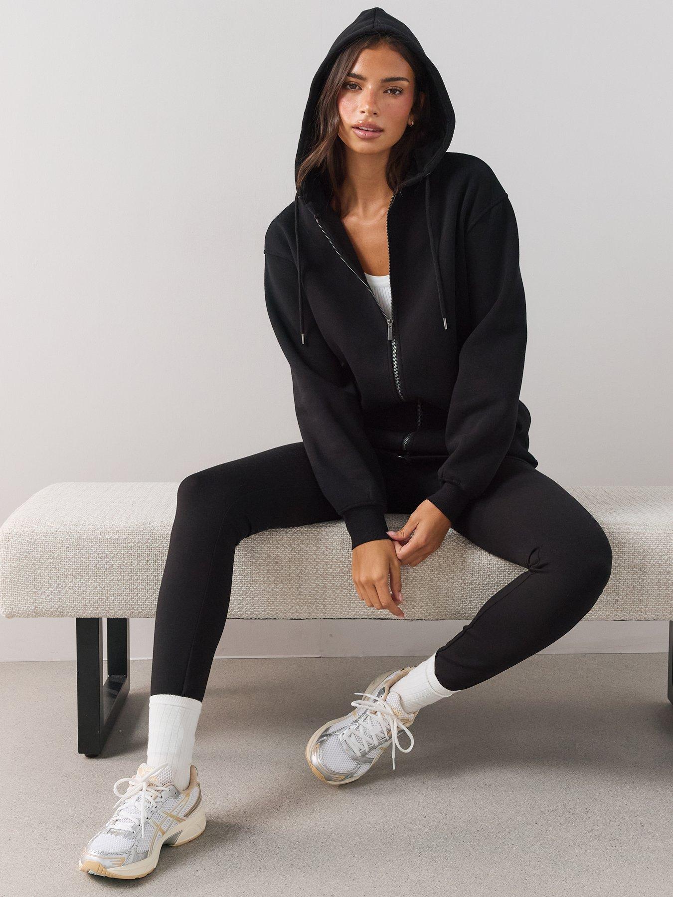 Image 6 of 6 of The Very Collection Longline Relaxed Zip Up Hoodie - Black
