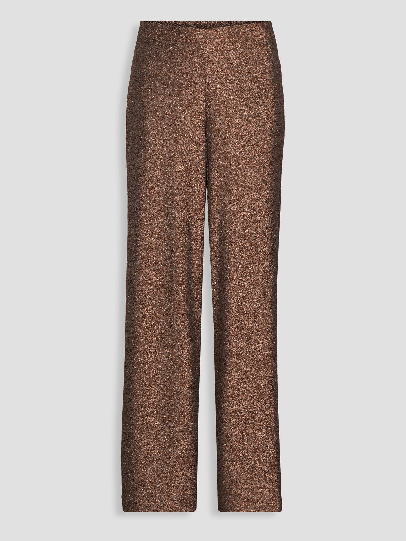 Image 7 of 7 of The Very Collection Womens Wide Leg Lurex Trouser Co-Ord - Brown