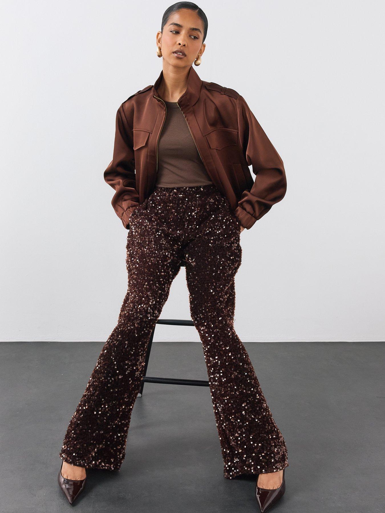 Image 3 of 6 of The Very Collection Sequin Wide Leg Jogger