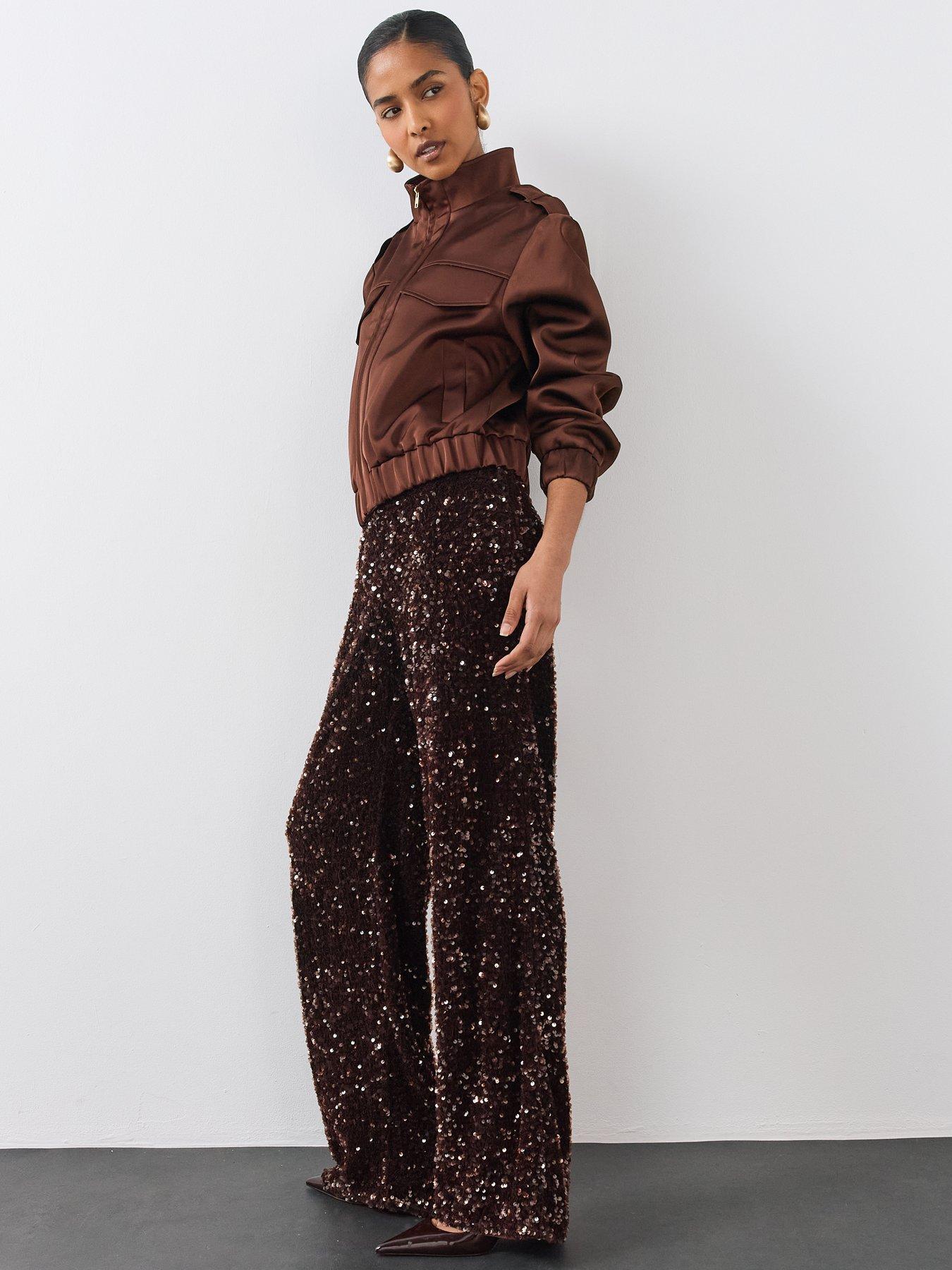Image 6 of 6 of The Very Collection Sequin Wide Leg Jogger