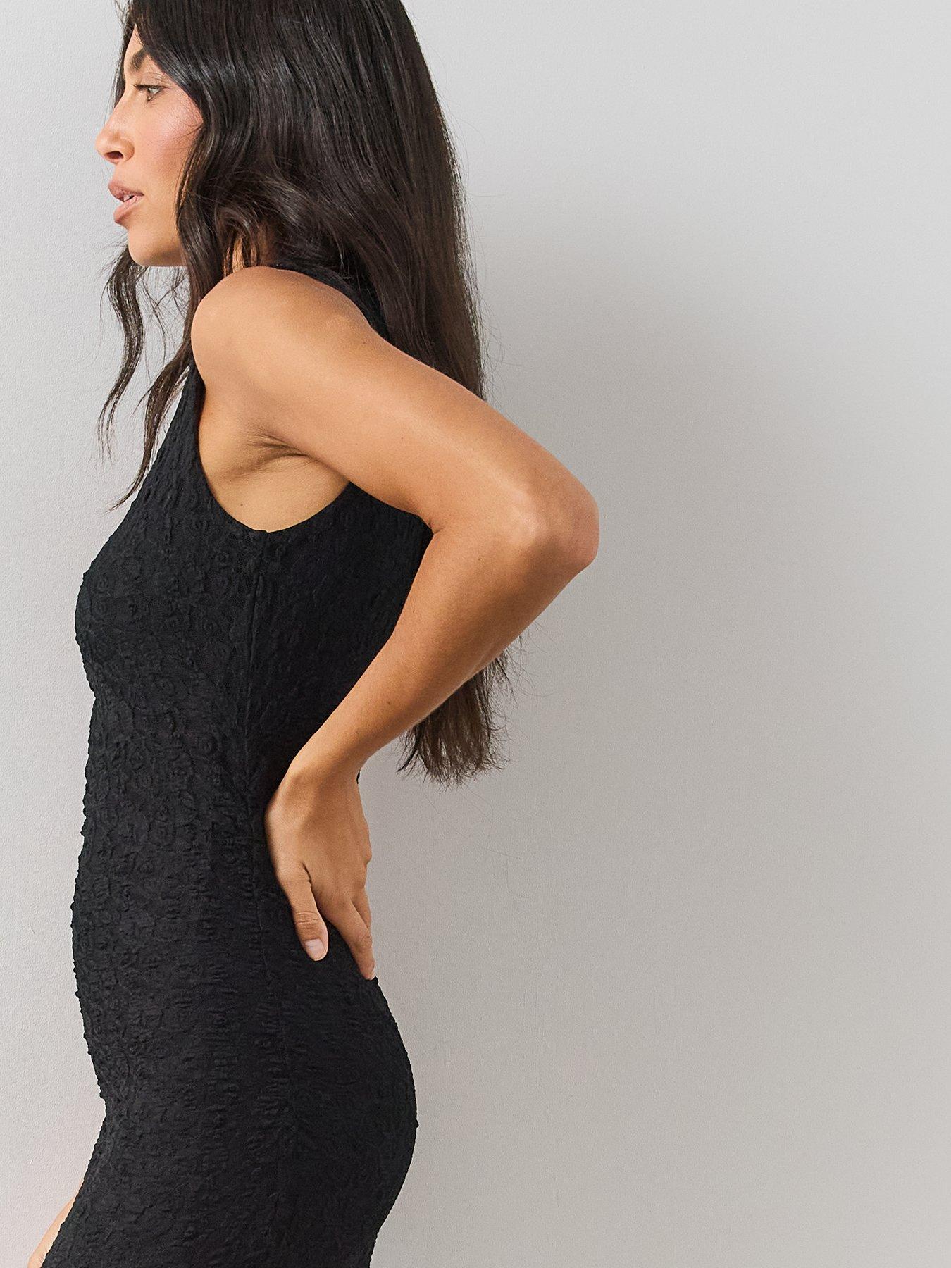 Image 6 of 6 of The Very Collection Womens Ruched Side Lace Maxi Dress - Black